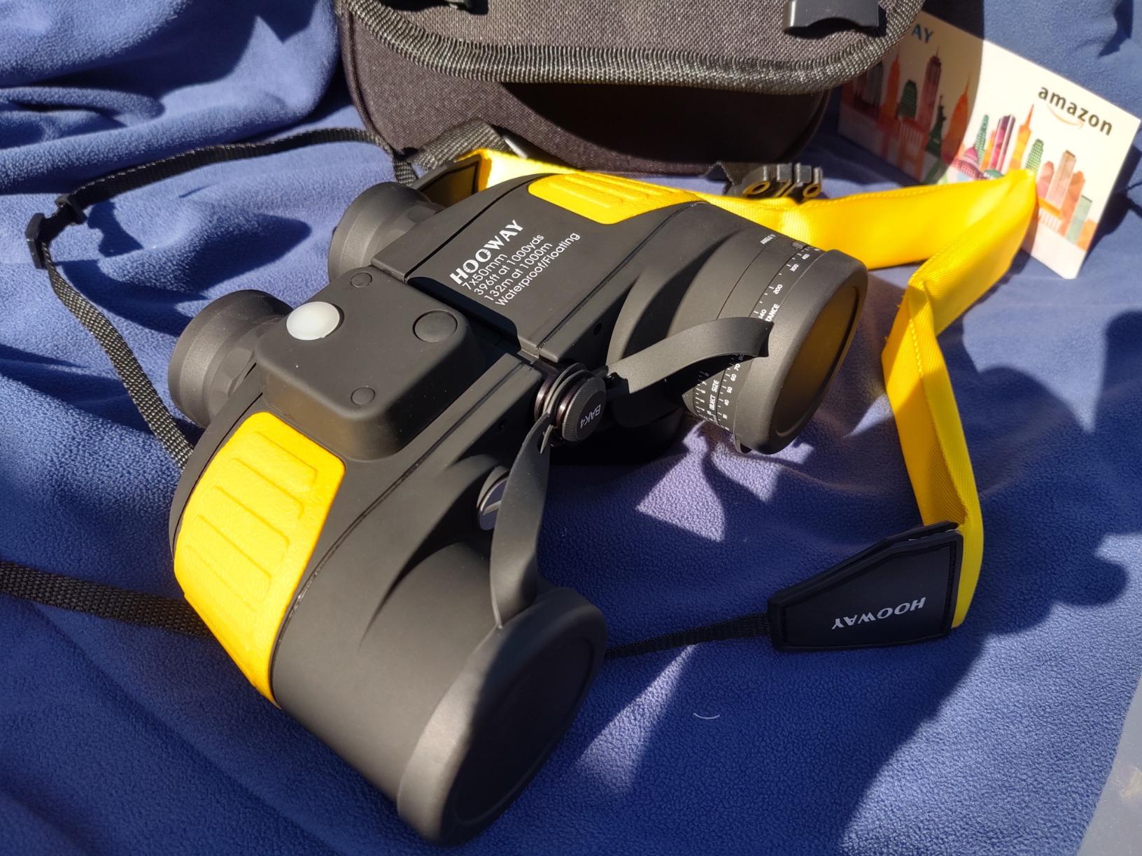 Hooway 7x50 Waterproof Fogproof Military Marine Binoculars w/Internal Rangefinder & Compass for Navigation, Boating, Fishing, and More - Customer Photo 4