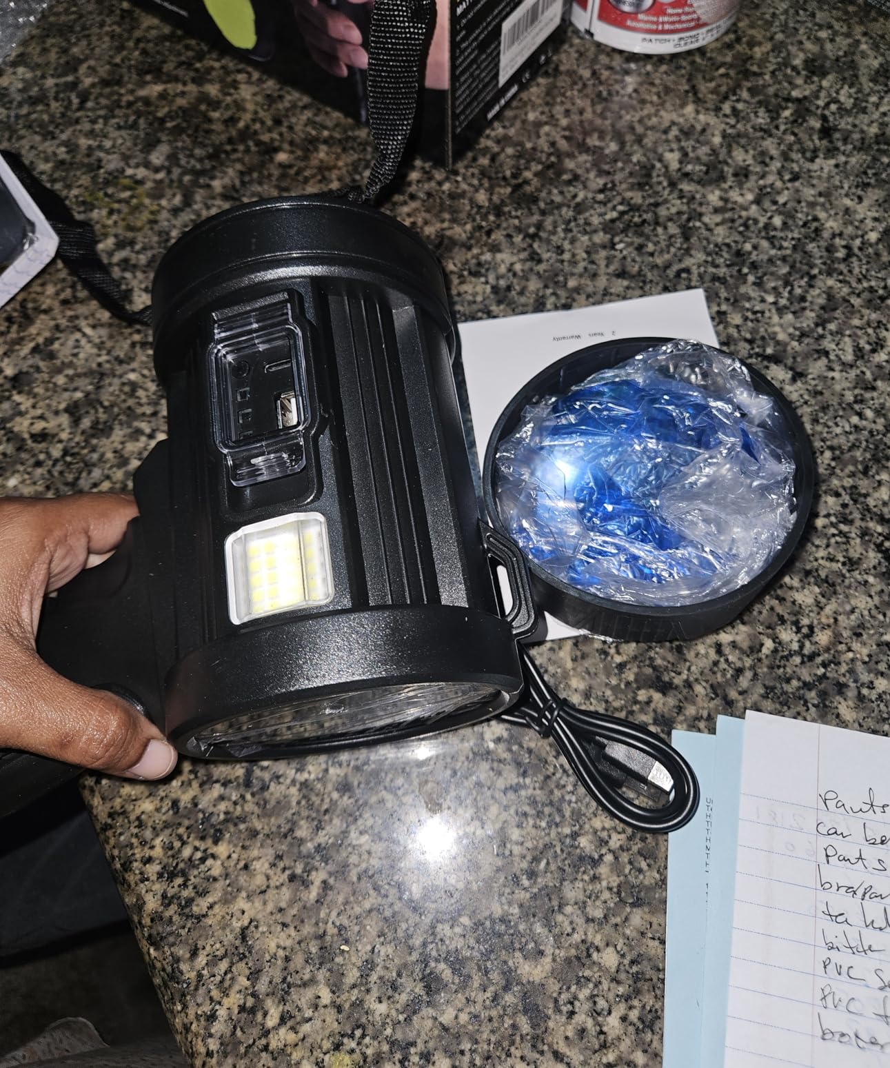 MIXILIN Rechargeable Spotlight, 90,000 Lumens Handheld Hunting Flashlight Led Spot Light with Cob Light and Solar Panels, Lightweight and Super Bright Spotlight for Hunting Boating Camping - Customer Photo 1
