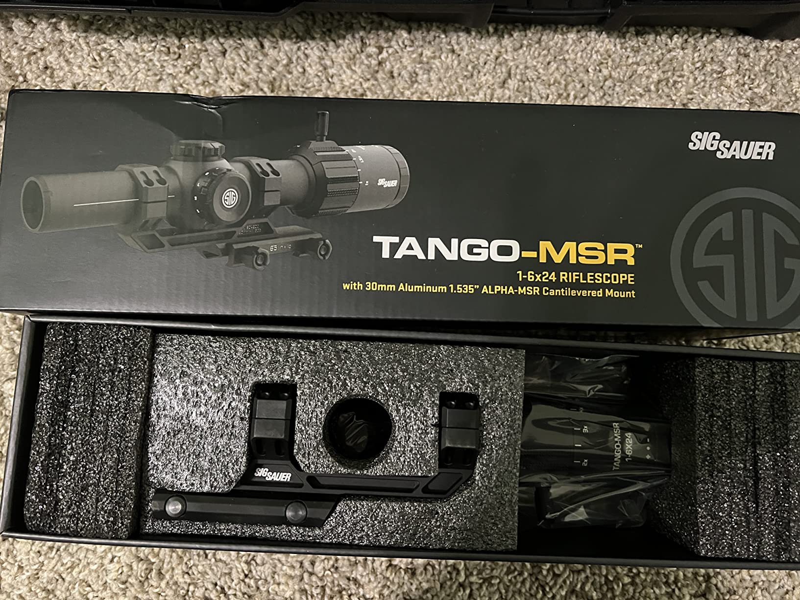 Sig Sauer Tango MSR 1-6x24mm Illuminated MSR-BDC6 SFP Black Riflescope w/Alpha-MSR Cantilevered Black Mount SOT61000 customer photo 1