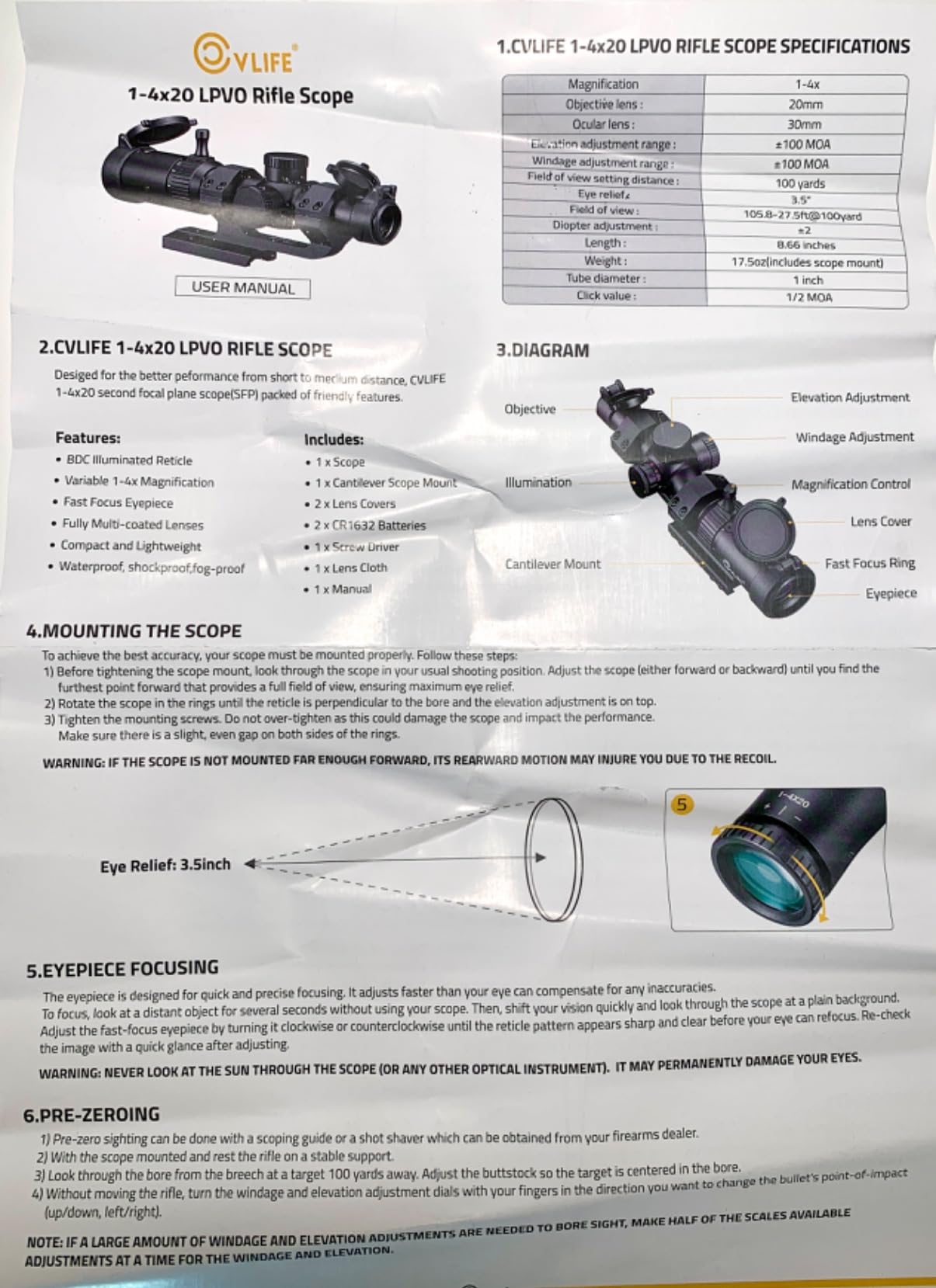 CVLIFE JackalHowl 1-4x20 LPVO Rifle Scope with Cantilever Mount, Illuminated Reticle Rimfire Scope Compact Riflescope with Zero Reset for Hunting Customer Review CVLIFE JackalHowl 1-4x20 LPVO Rifle Scope with Cantilever Mount, Illuminated Reticle Rimfire Scope Compact Riflescope with Zero Reset for Hunting - Customer Photo 1