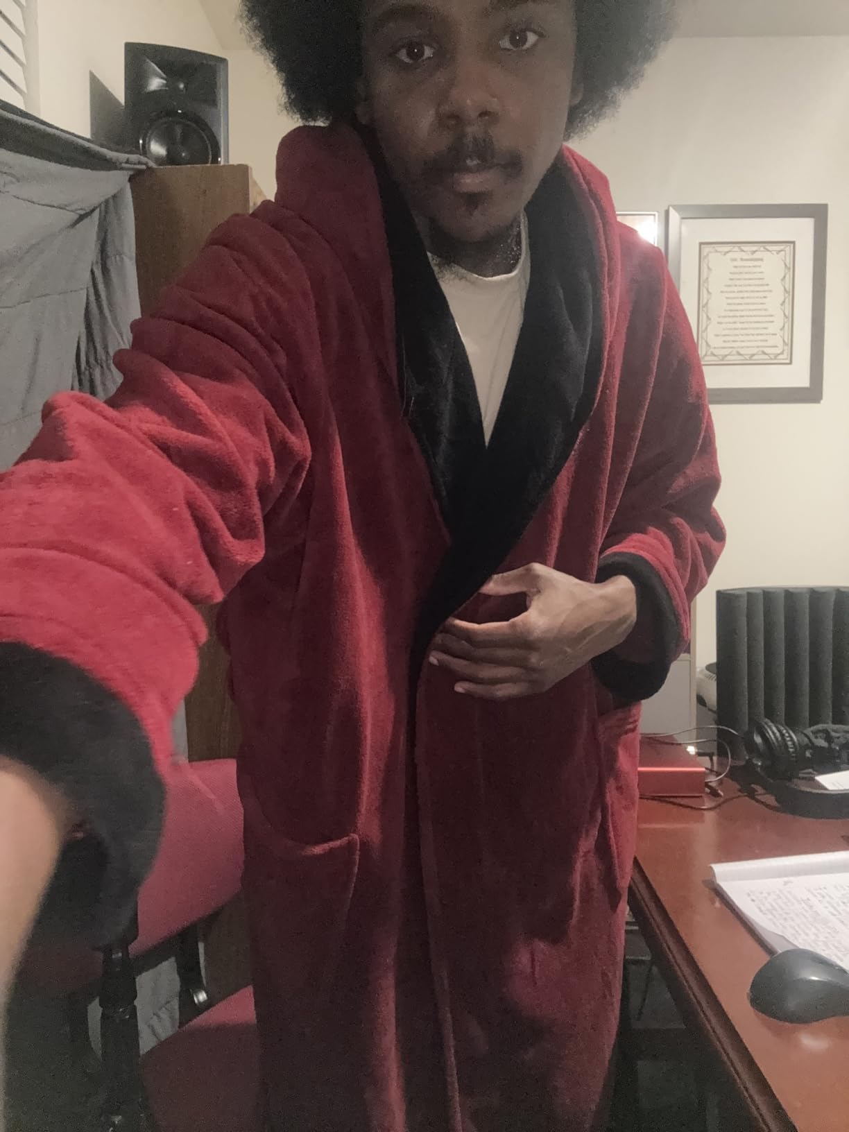 Men's Robe with Hood, Luxury Plush Fleece Hooded Bathrobe, Spa Bath Robe customer photo 2