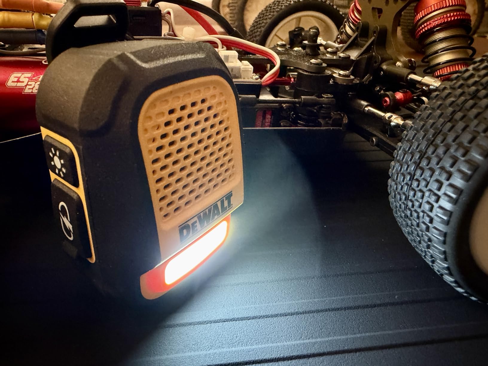 DEWALT Wearable Bluetooth Speaker, Clip-On Wireless Jobsite Pro Water-Resistant Portable Speaker (Non-Magnetic), Built-in Mic for Hands-Free Music/Calls, Bluetooth Speaker (Yellow) customer photo 1