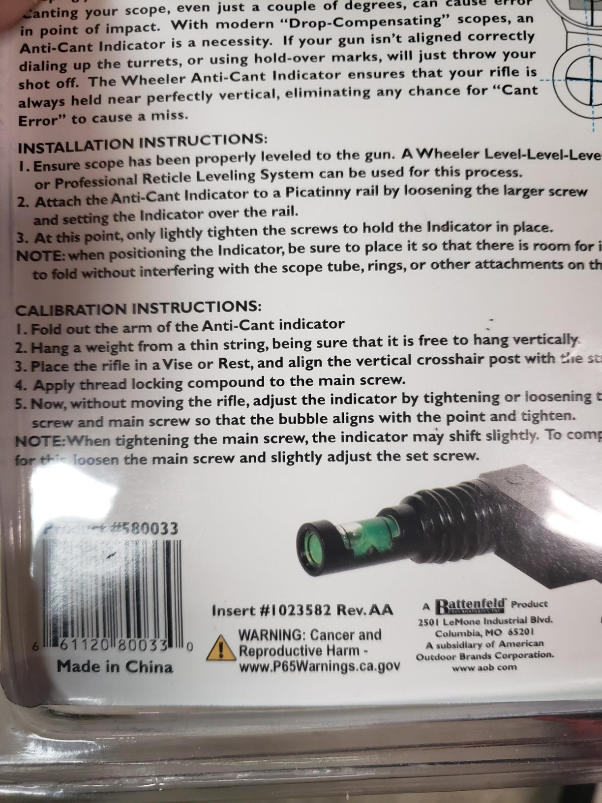 Wheeler Pic Rail Anti Cant Indicator for Picatinny Rails, Scope Leveling, and Precision Shooting customer photo 1