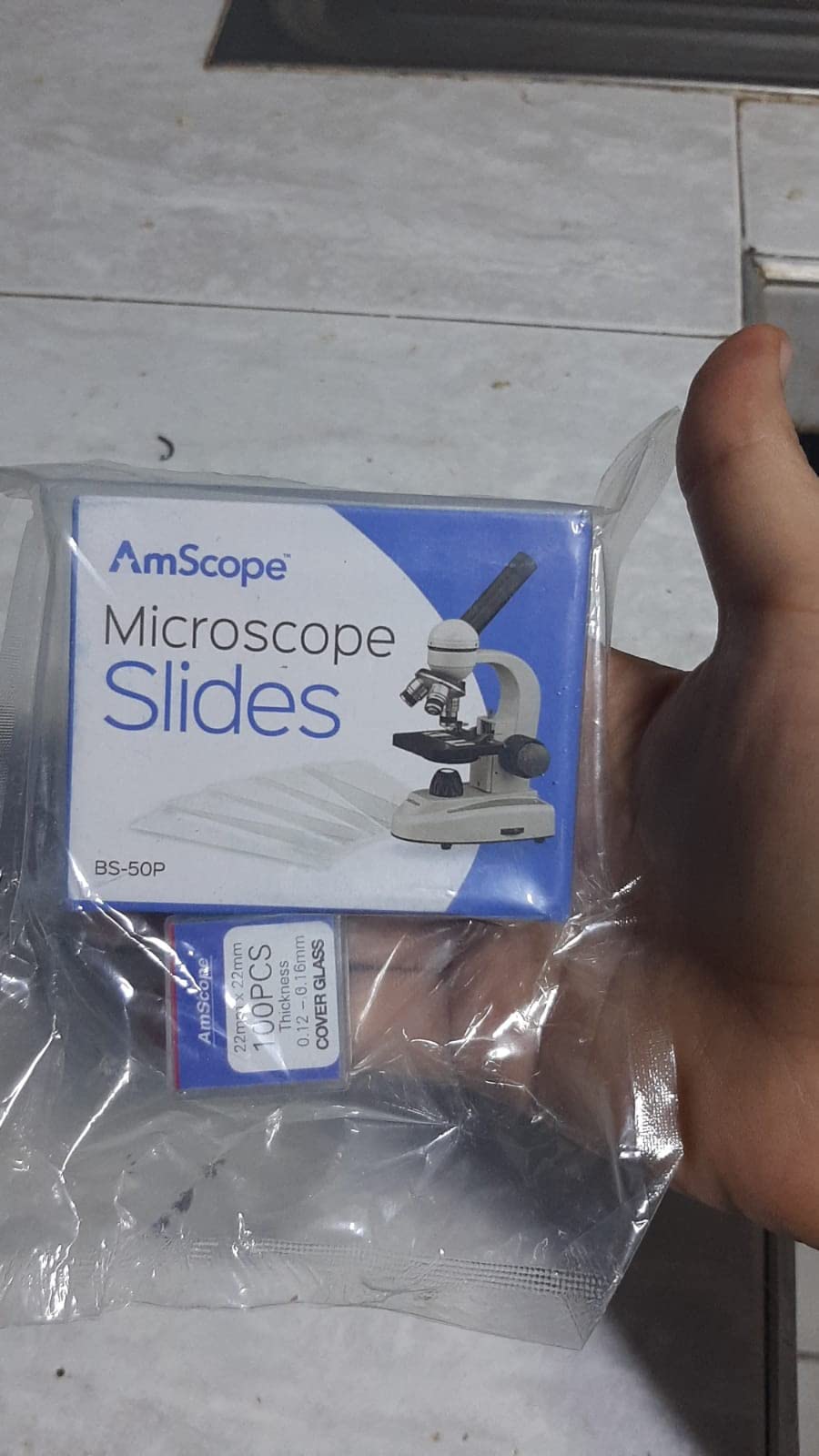 AmScope BS-50P-100S-22 Pre-Cleaned Blank Ground Edge Glass Microscope Slides, 50 Slides with 100 Cover Slips customer photo 1