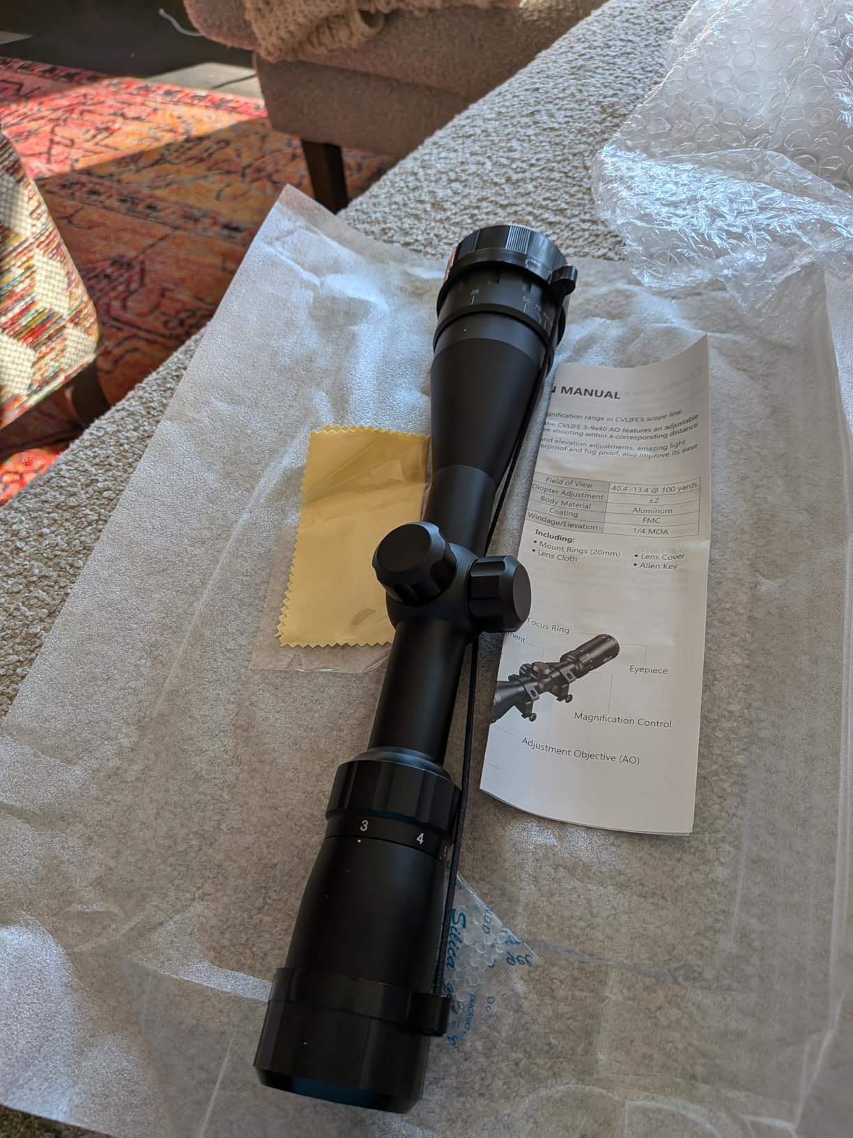 CVLIFE 3-9x40AO Rifle Scope Optics R4 Reticle Crosshair Scope with Mounts customer photo 2
