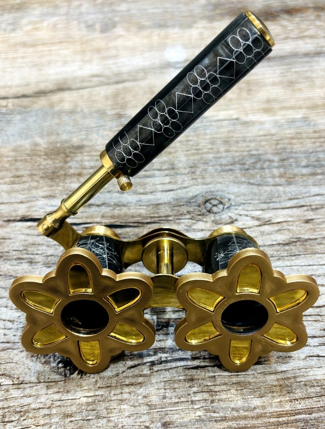 Opera Glasses Binoculars, 4x25 Vintage Brass Theater Binoculars, DF Glass with Coated Optics, Floral Engraved Design for Theater, Concerts & Events customer photo 2