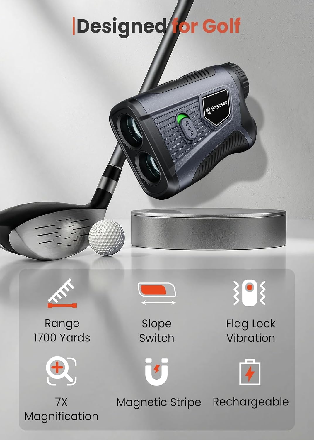 Bestsee Golf Rangefinder with Slope -1700 Yards Laser Range Finder Golf for Hunter, High-Precision Flag Pole Locking Vibration, 7X Magnification, USB-C Rechargeable Rangefinders Magnet Strip customer photo 2
