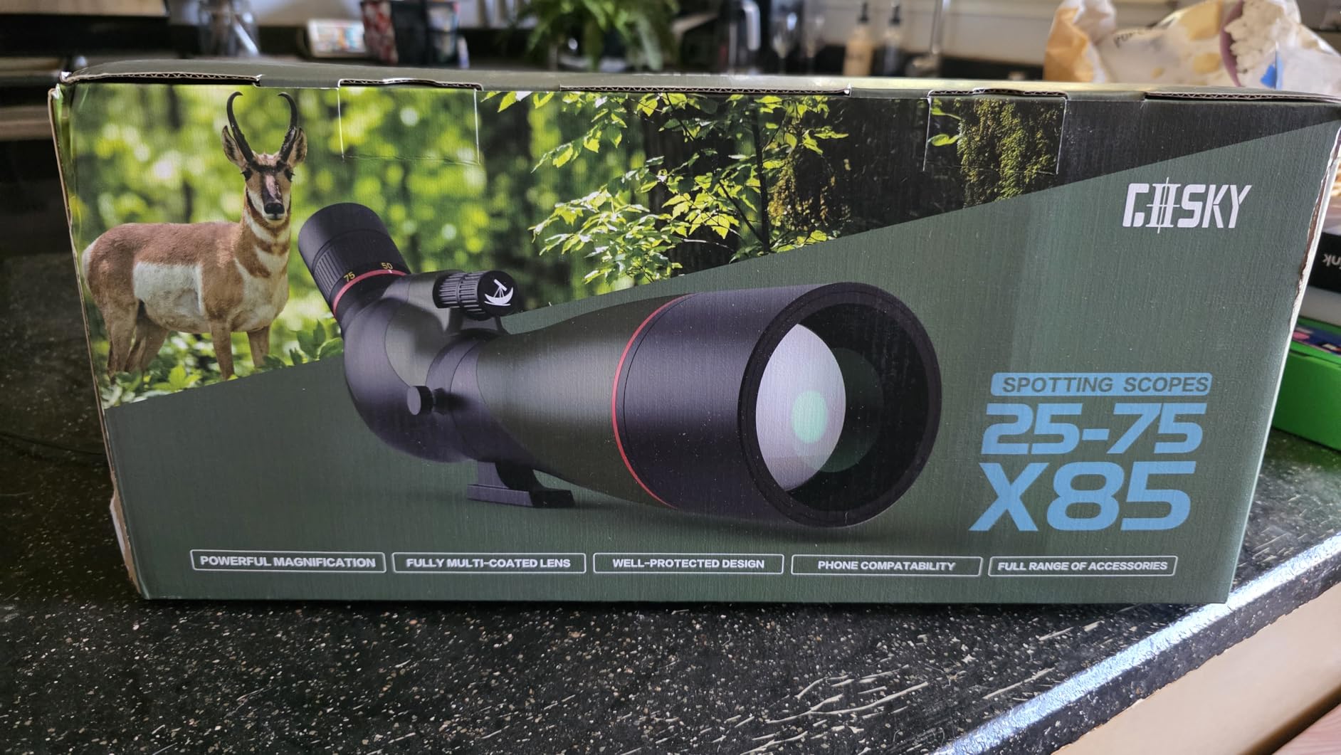 Gosky 25-75x85 High Powered Spotting Scope - Upgrade Spotting Angled Scopes with Tripod, Phone Adapter & Carrying Bag - BAK4 Waterproof Spotter Scope for Bird Watching Wildlife Scenery customer photo 2