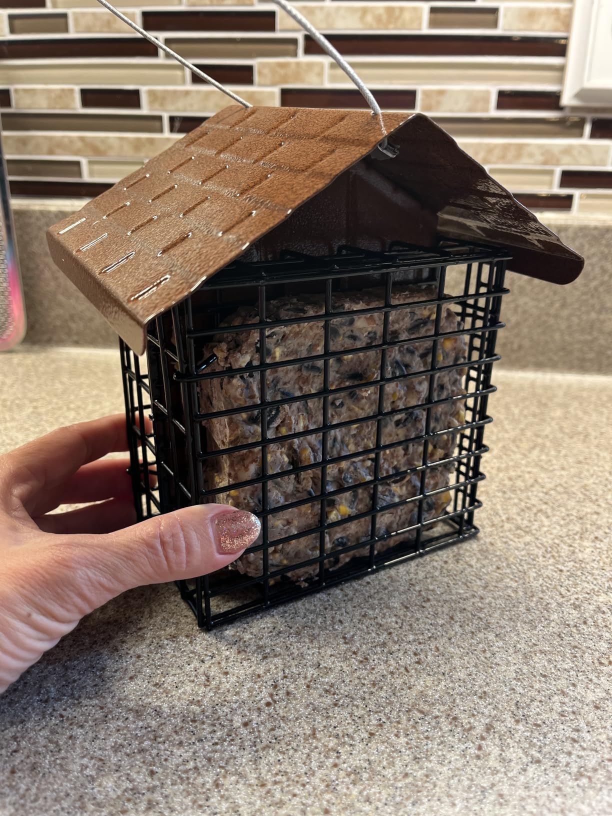 More Birds Double Suet Cake Feeder, Weather Guard, Steel Construction | Powder-Coated Black Finish, 6.7in x 5in x 7in, Brown Feeder for Woodpeckers and Wild Birds customer photo 1