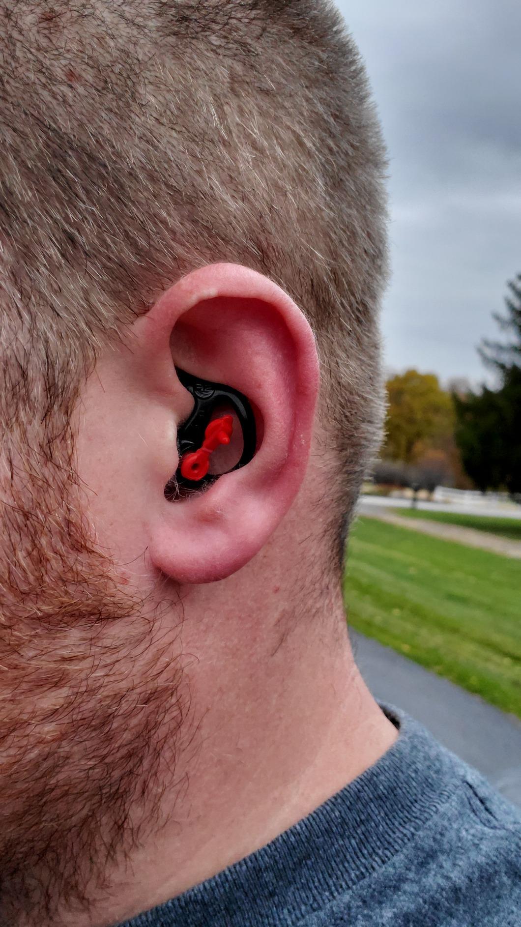 SureFire EP4 Sonic Defenders Plus Filtered Earplugs, Triple flanged Design, Reusable, Black, Medium | 24dB NRR filters with hypoallergenic polymer and lanyard for shooting, construction and loud events customer photo 2