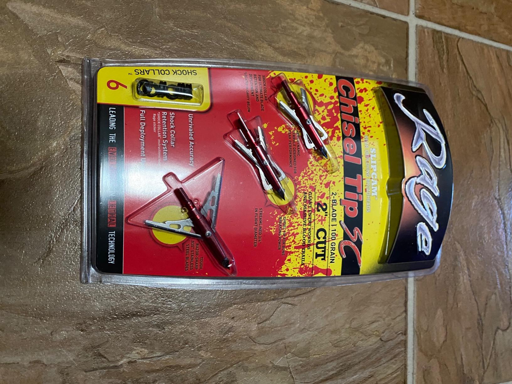 Rage Chisel Tip 2 Blade Broadhead, 100 Grain with Shock Collar Technology - 3 Pack customer photo 1