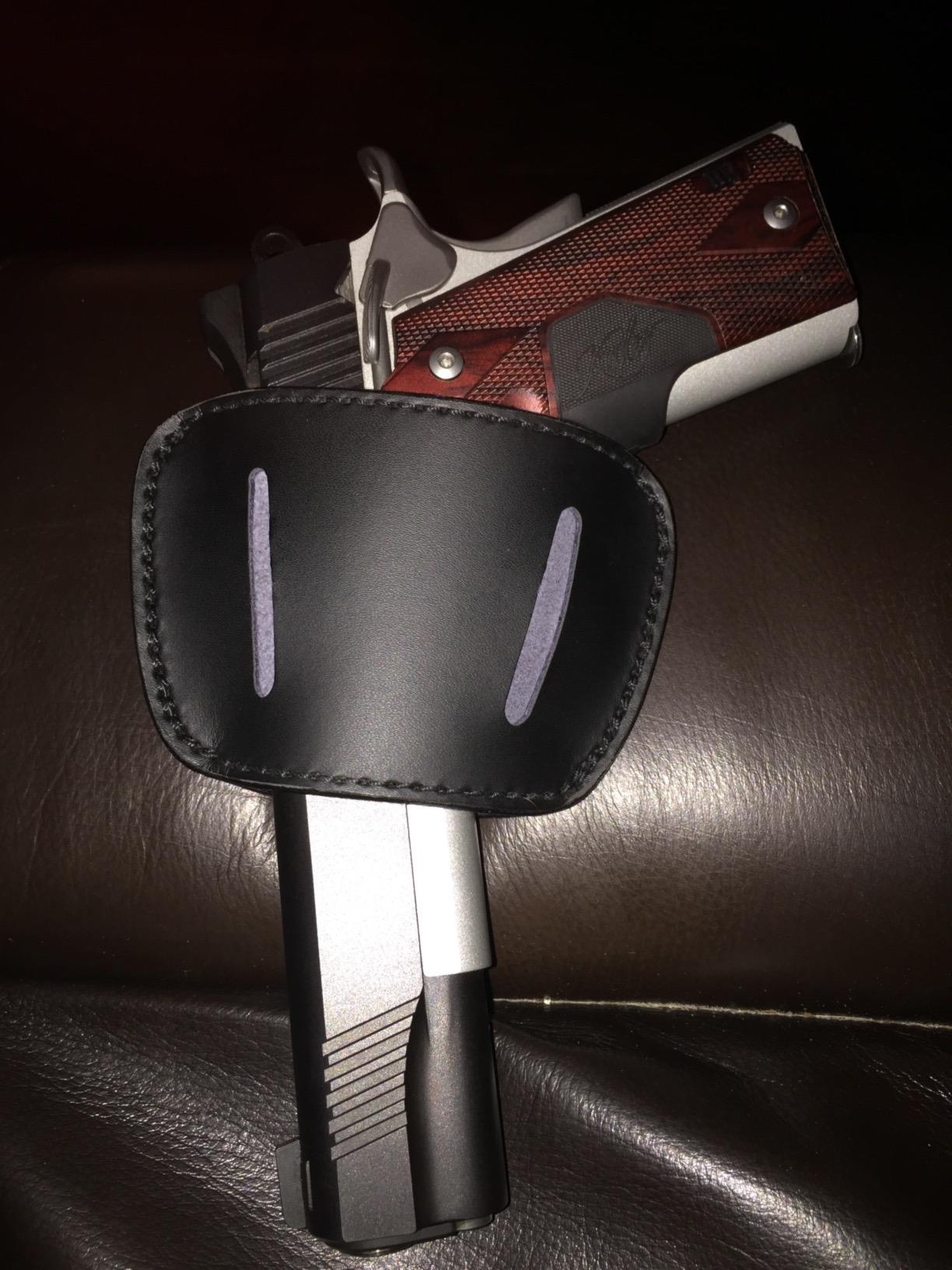DTOM Premium Leather (not Synthetic) Universal IWB or OWB Ambidextrous Belt Slide Holster Black customer photo 1