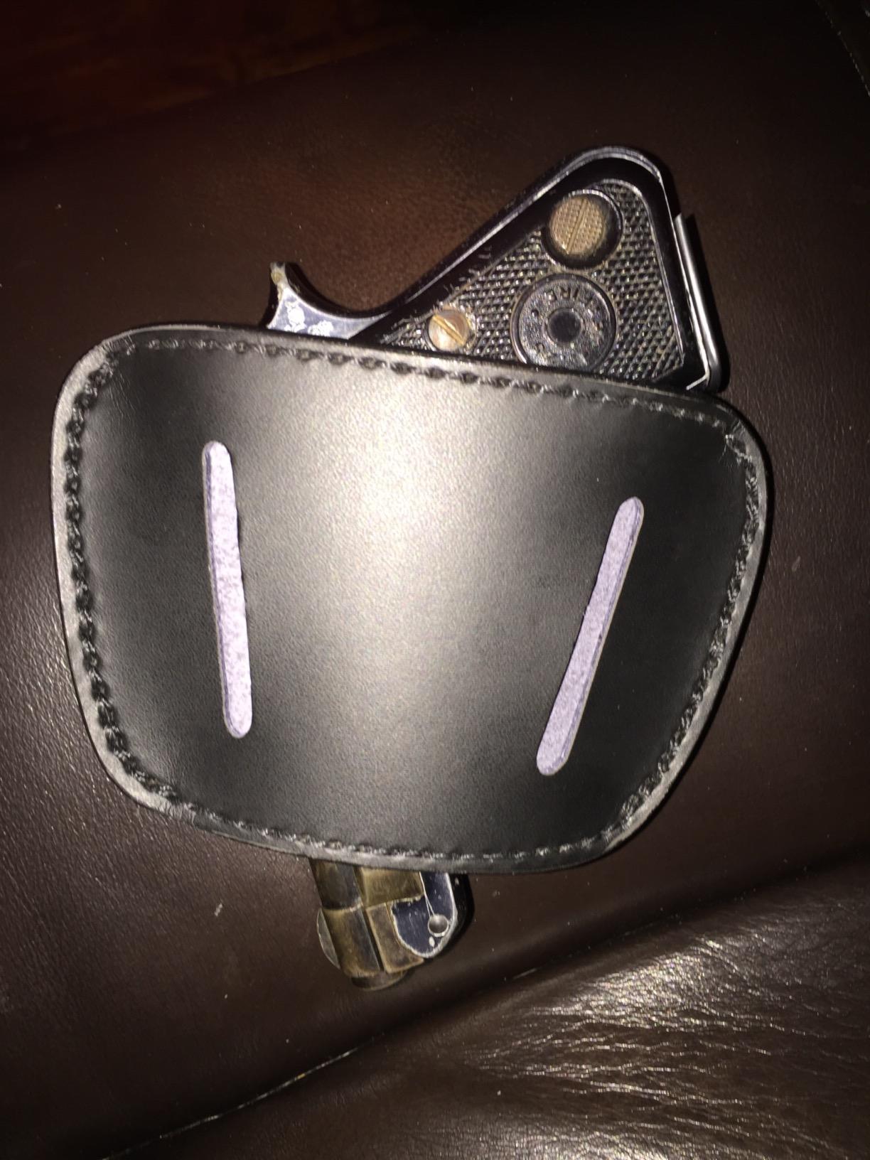 DTOM Premium Leather (not Synthetic) Universal IWB or OWB Ambidextrous Belt Slide Holster Black customer photo 2