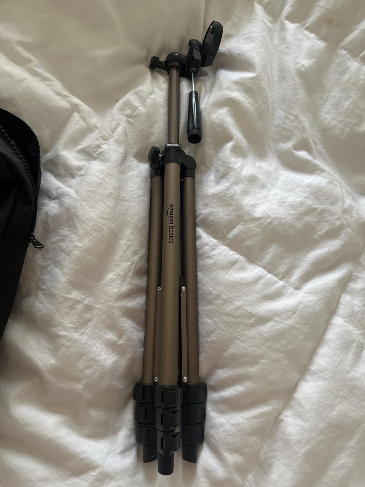 Amazon Basics 50-inch Lightweight Portable Camera Tripod Stand with Quick-Release Plate, Adjustable Height, Aluminum, for Travel Photography, Champagne customer photo 1