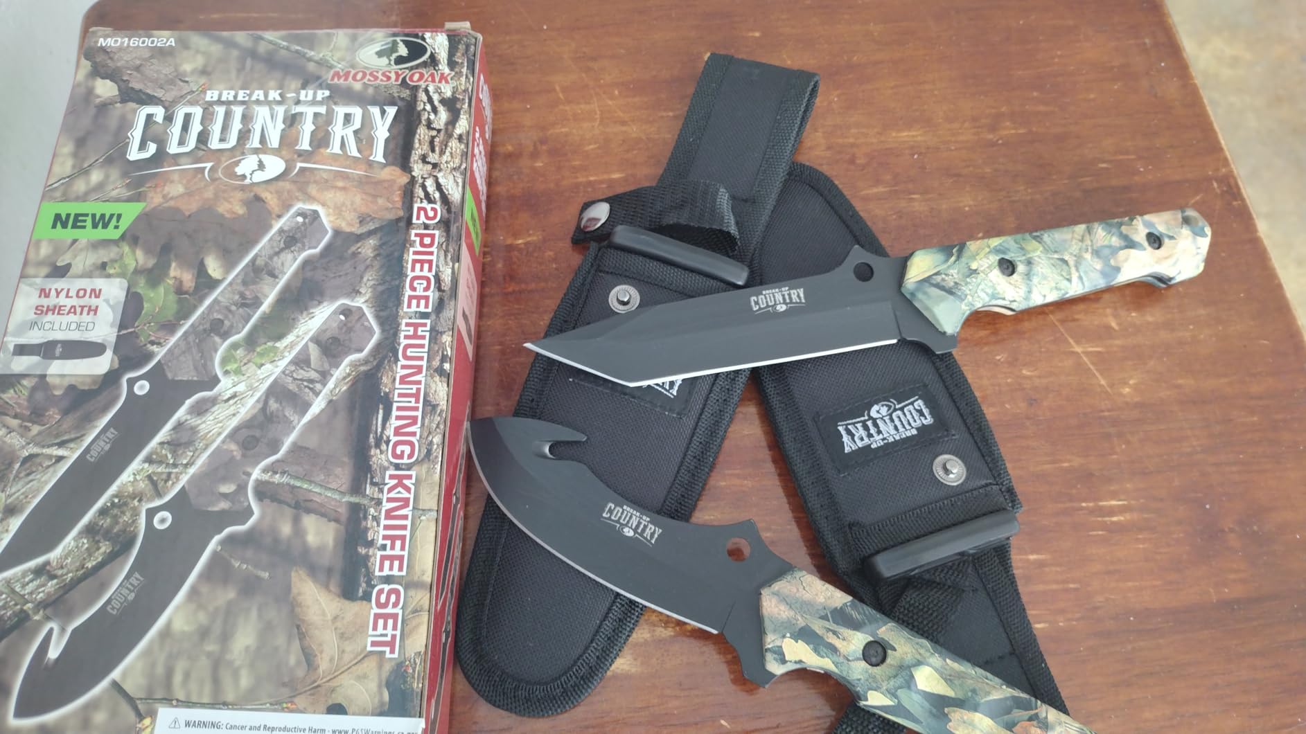 Mossy Oak Fixed Blade Hunting Knife Set - 2 Piece, Full Tang Handle Straight Edge and Gut Hook Blades Game Processing Knife, Sheath Included customer photo 1