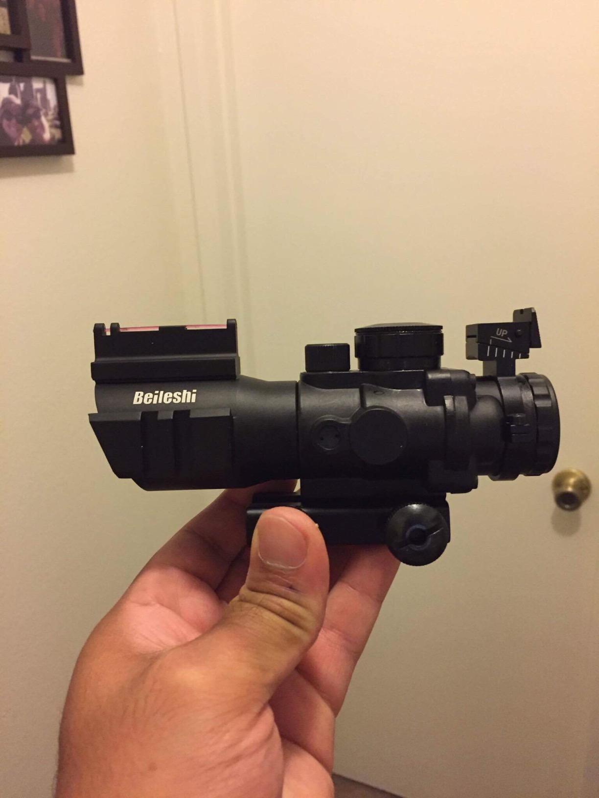 Optics Rifle Scope, 4x32 Tactical Rifle scopes with Red Illuminated Reticle, and Glass Etched Reticle 4X Magnification with 20mm Mounts Rail, Suitable for Short Distance Combat customer photo 1