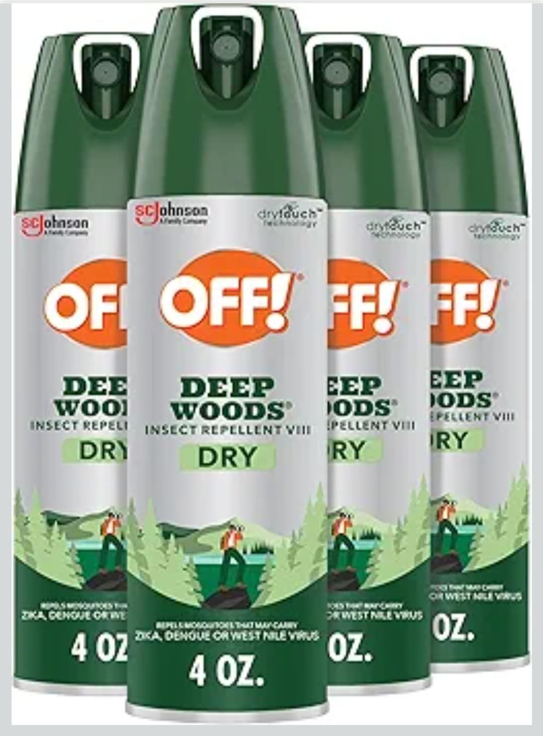 OFF! Deep Woods Dry Insect & Mosquito Repellent Bug Spray, 4 oz, (2-Pack) | Aerosol Spray, 25% DEET Formula, Non-Greasy, Long Lasting Protection from Mosquitoes, Ticks, Biting Flies, Gnats, Chiggers customer photo 1