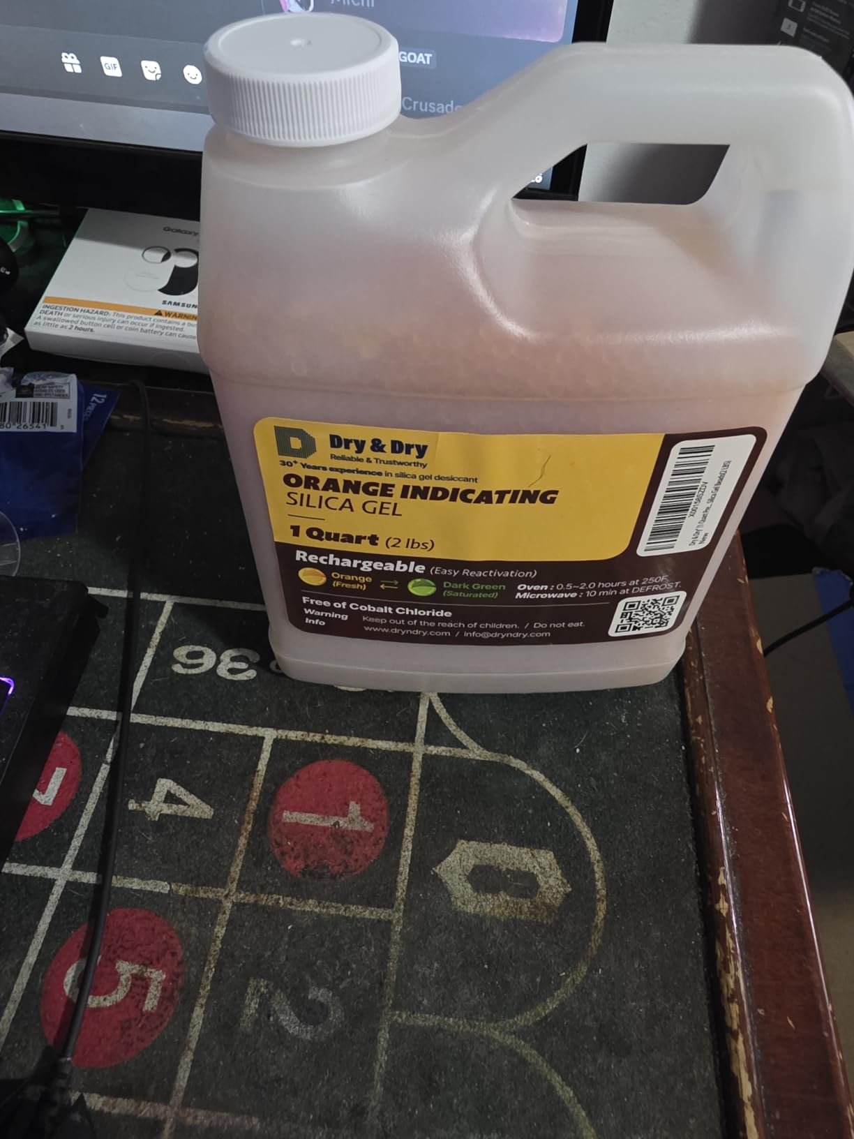 Dry & Dry [1 Quart] Premium Orange Indicating Silica Gel Desiccant Beads (Industry Standard 3-5 mm) - Rechargeable Silica Gel Beads (2 LBS) customer photo 1