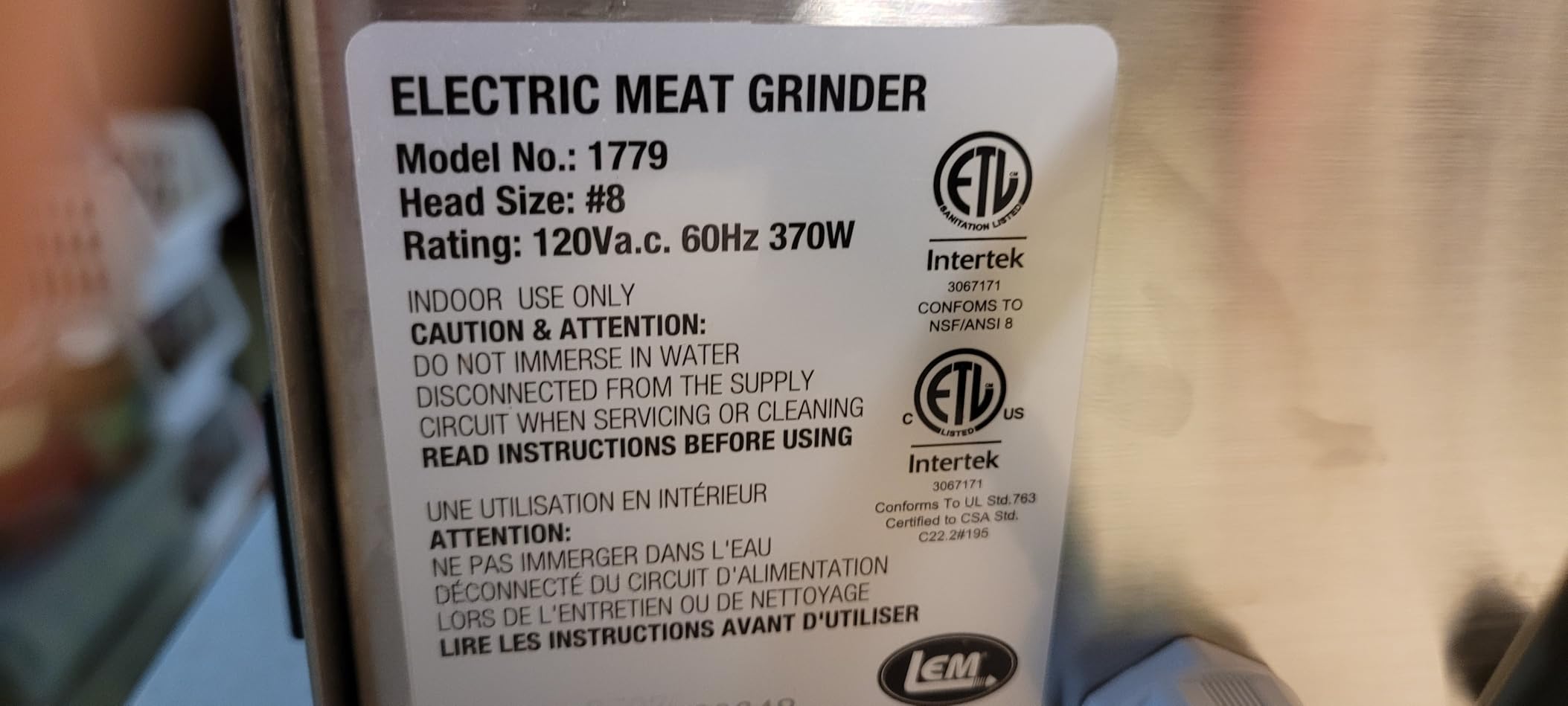 LEM Products BigBite #8 Meat Grinder, Electric Meat Grinder customer photo 2