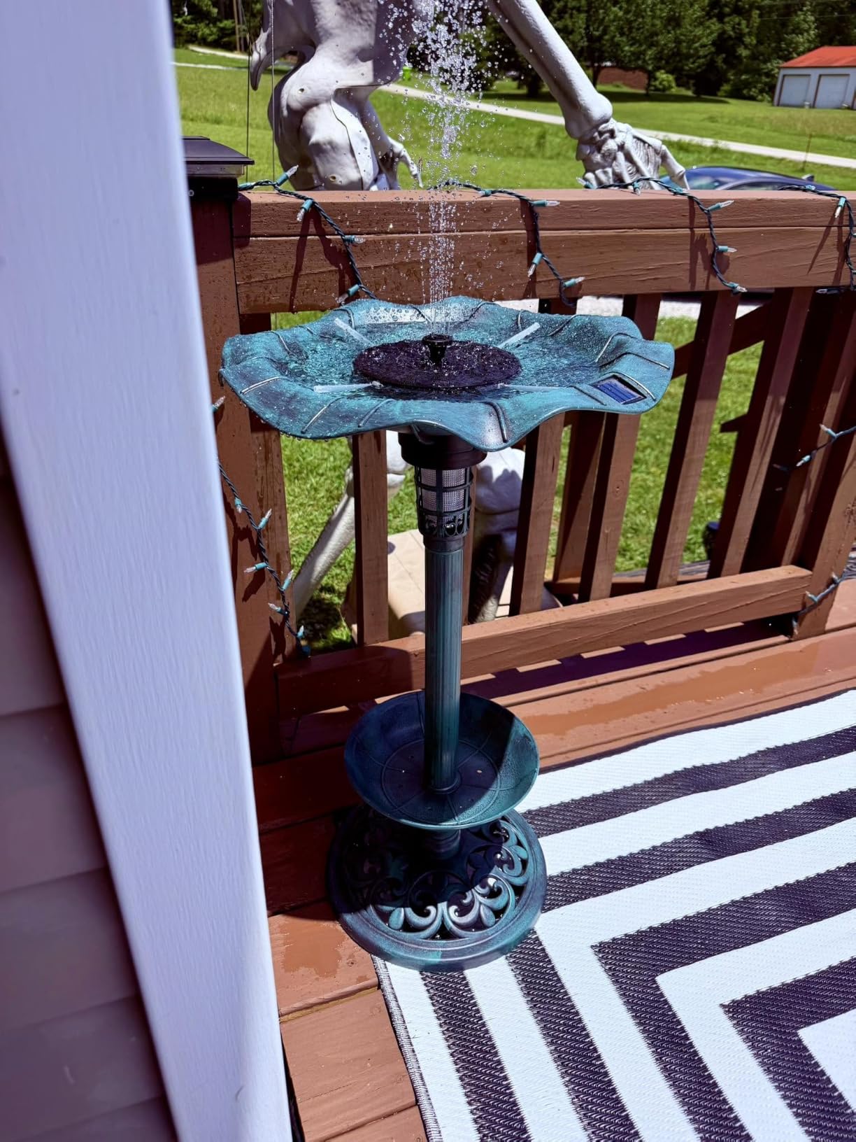 Best Choice Products Outdoor Solar Lighted Pedestal Bird Bath Fountain Decoration w/Planter, Integrated Panel, Scroll Accents for Lawn, Garden - Bronze customer photo 1