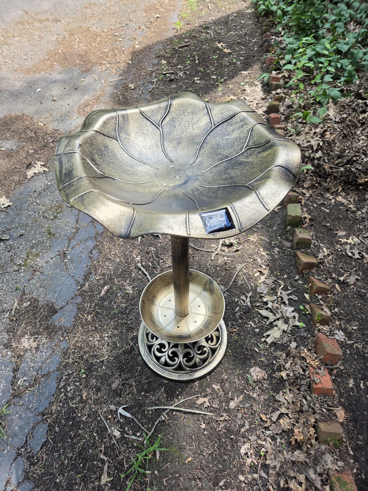 Best Choice Products Outdoor Solar Lighted Pedestal Bird Bath Fountain Decoration w/Planter, Integrated Panel, Scroll Accents for Lawn, Garden - Bronze customer photo 2