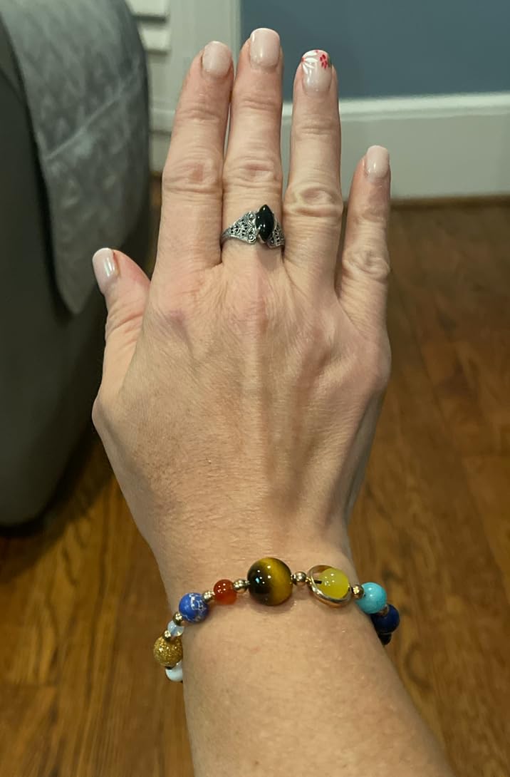 Fesciory Solar System Bracelet for Women, Universe Galaxy Beaded Jewelry | Natural Stone Beads, Universe Galaxy Design, Guardian Star Charm, Adjustable Fit, Birthday & Astronomy Planet Gifts for Loves customer photo 1