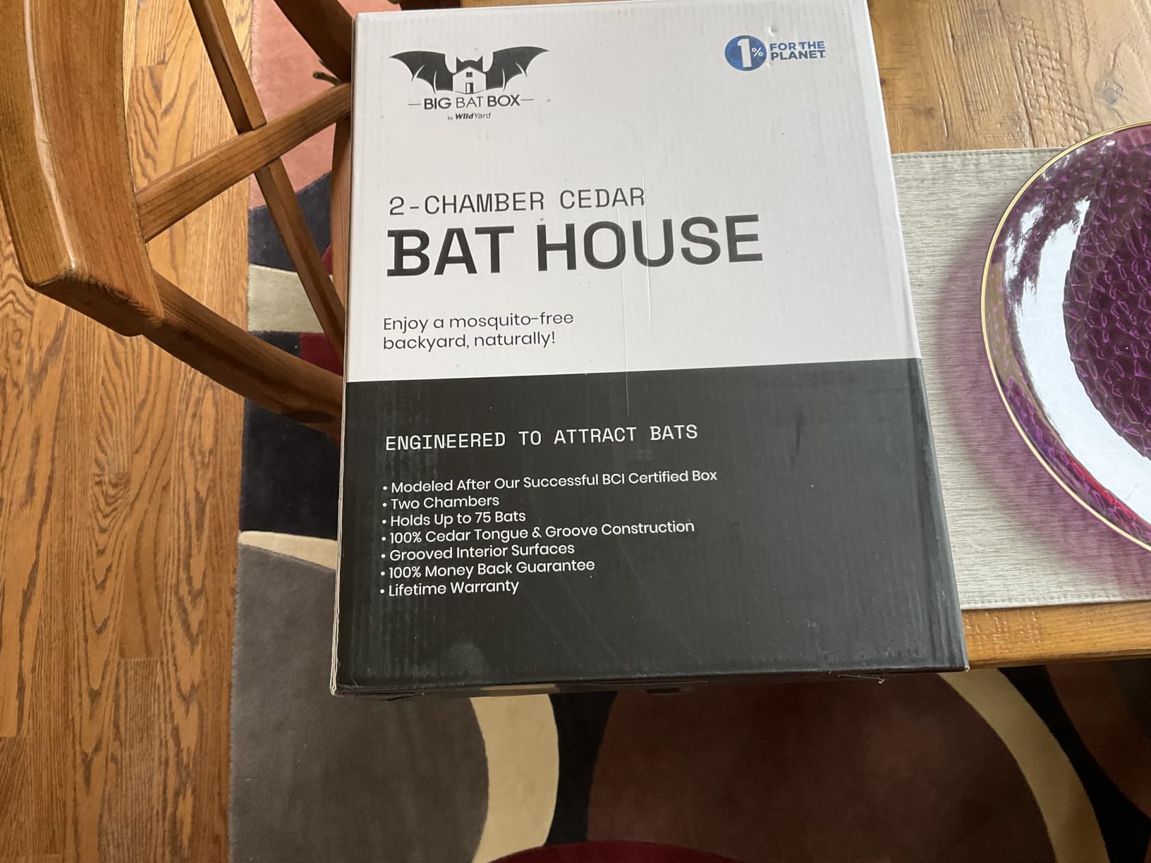 BIGBATBOX Bat House for Outdoors - Large 2 Chamber, Brown, 75 Bats | Wooden 2-chamber bat box holds 75 bats, weather-resistant cedar construction, easy 6-step wall or tree mount. customer photo 1