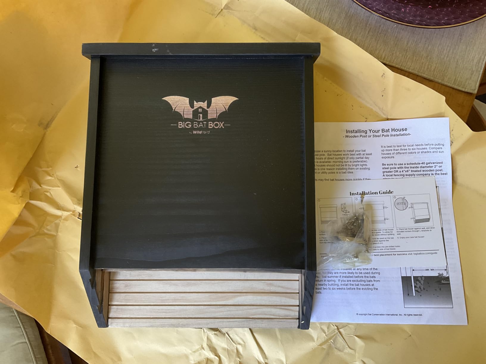BIGBATBOX Bat House for Outdoors - Large 2 Chamber, Brown, 75 Bats | Wooden 2-chamber bat box holds 75 bats, weather-resistant cedar construction, easy 6-step wall or tree mount. customer photo 2