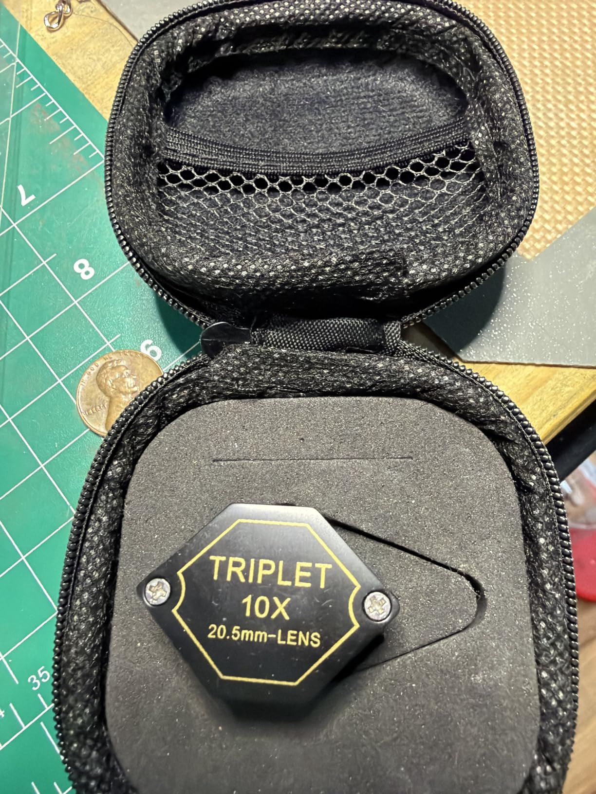 10x Magnifier Jewelry Loupe 20.5mm Triplet Lens Optical Glass Pocket Gem Magnifying Tool for Jeweler, Stamp Philatelist, Coin Numismatic, Achromatic Black Hexagonal Design Kit Set customer photo 1