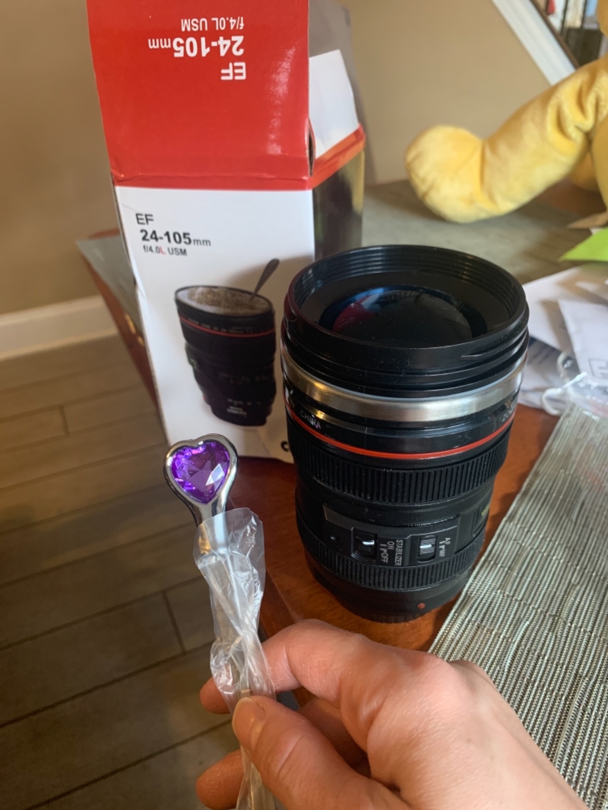 Chasing Y Camera Lens Coffee Mug -Thermal Tumbler Insulated Iced Cup with Spoon,13.5 OZ hot Coffee mug Gift for Him, Her,Mom,Dad Gifts, Photography, Friends,Camera accessories,Travel,School customer photo 1