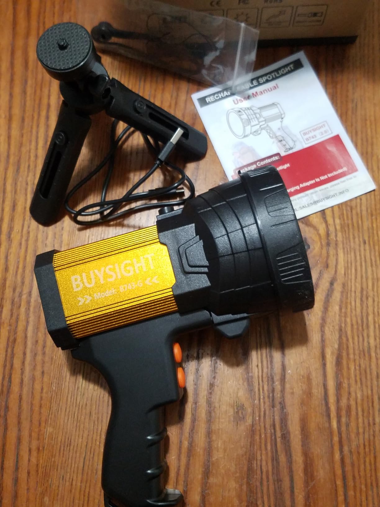 BUYSIGHT Rechargeable Spotlight, 2000000 Lumens Spot Lights Handheld High Lumens Large Flashlight Lightweight and Super Bright Flashlight customer photo 2