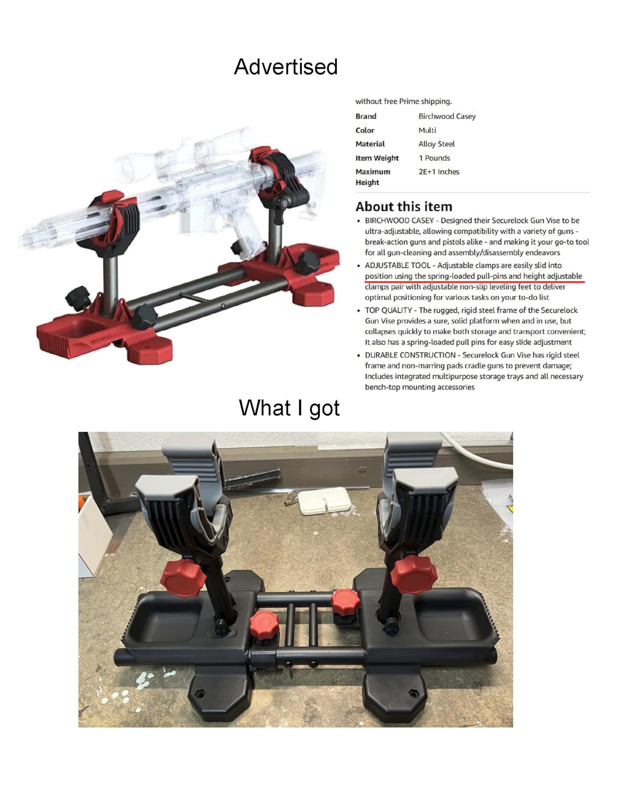 Birchwood Casey Securelock Adjustable Gun Vise with Steel Frame, Non-Slip Leveling Feet and Top Mounting Provisions customer photo 2