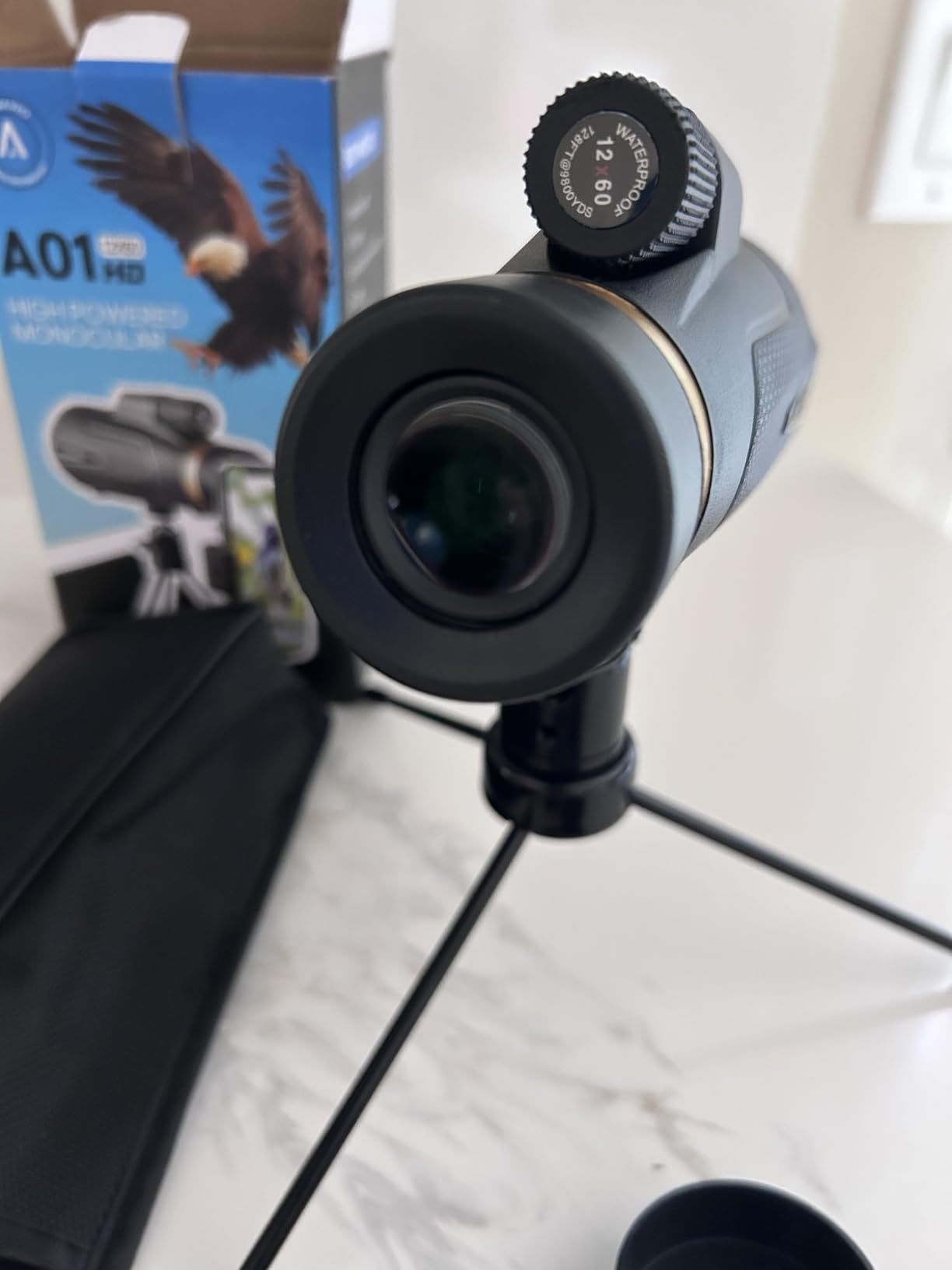Birthday Gifts for Men Dad Husband Teen, 12x60 Monocular for Outdoor/Hiking with Phone Adapter & Tripod, Gifts for Camping Birdwatching Travel Photography Hunt customer photo 2