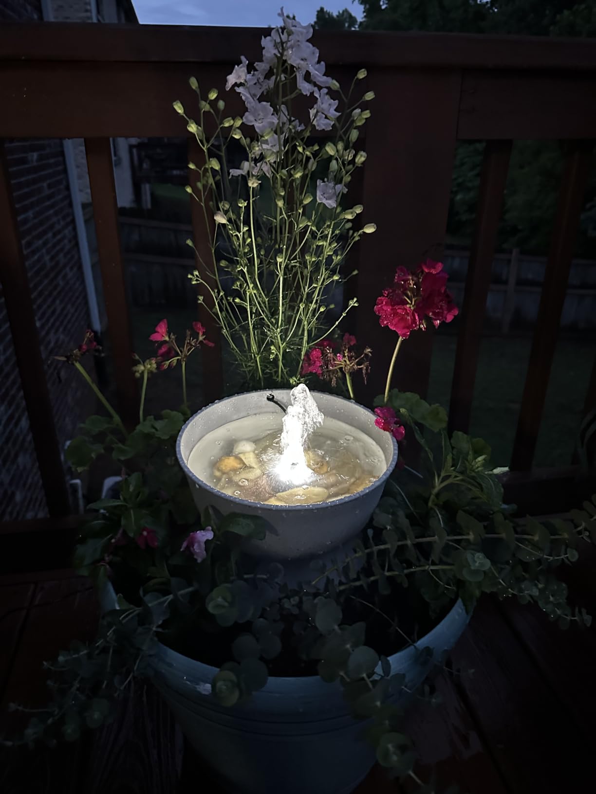 SZMP Bird Bath Fountains, Upgraded 24-Hours Working Bird Bath Fountain Pump with Light & 7 Nozzle, 16.4Ft Power Cord & Adapter, Adjustable Water Pump for Garden, Pond, Fish Tank, Outdoor (White) customer photo 1