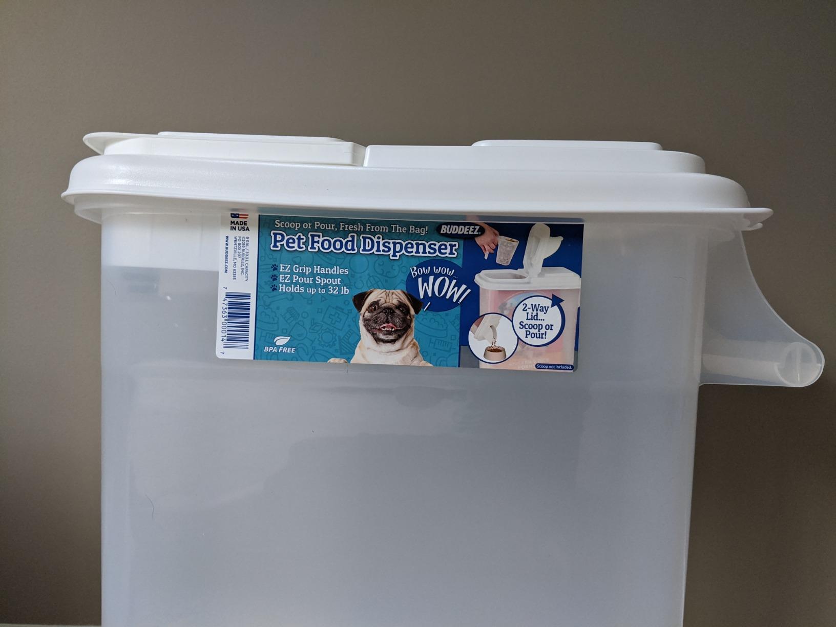 Buddeez Airtight Pet Food Storage Container - 50 QT/50 LB Capacity Dog Food Storage Container - Cat Food Container, Bird Seed Storage Container, Rolling Storage Bin, Air Tight with Handle & Scoop customer photo 2
