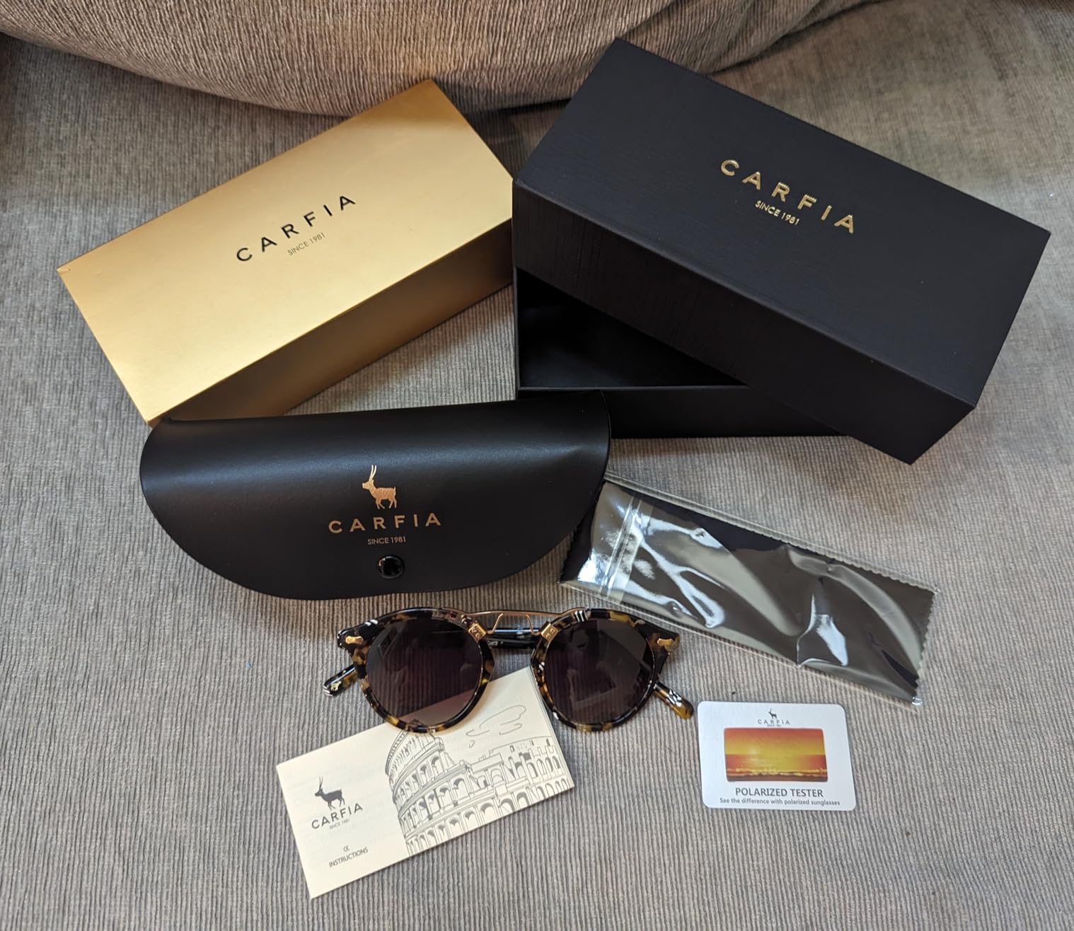 CARFIA Small Face Double Bridge Acetate Polarized Round Womens Sunglasses | Retro Metal Bridge Designer Style, UV400 protection customer photo 1