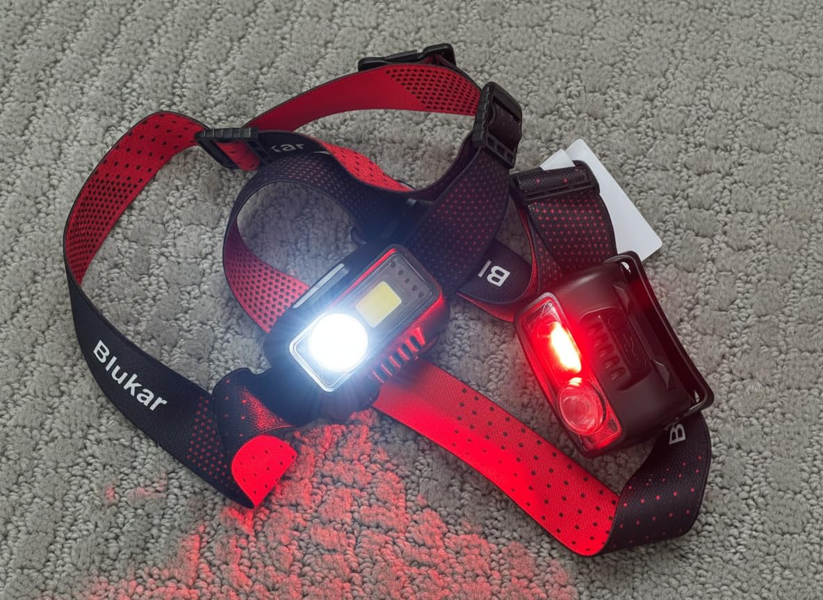 Blukar LED Headlamp Rechargeable, 2000L Super Bright Headlight Flashlight, 8 Modes and Stepless Dimming, Spotlight and Floodlight, Motion Sensor, IPX5 Waterproof, 2-Pack customer photo 1