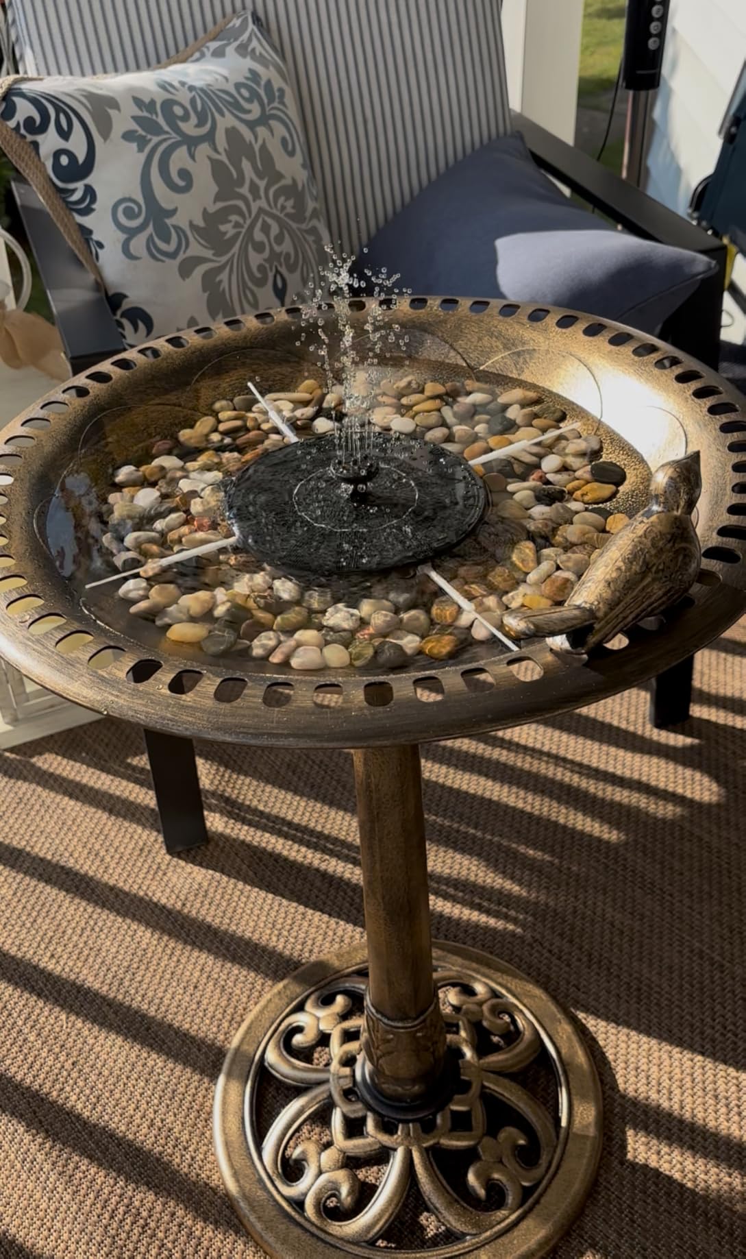 BACKYARD EXPRESSIONS PATIO HOME & GARDEN Outdoor Garden Bird Bath - Bronze - Weather Resistant Polyresin - 30 Inch customer photo 1