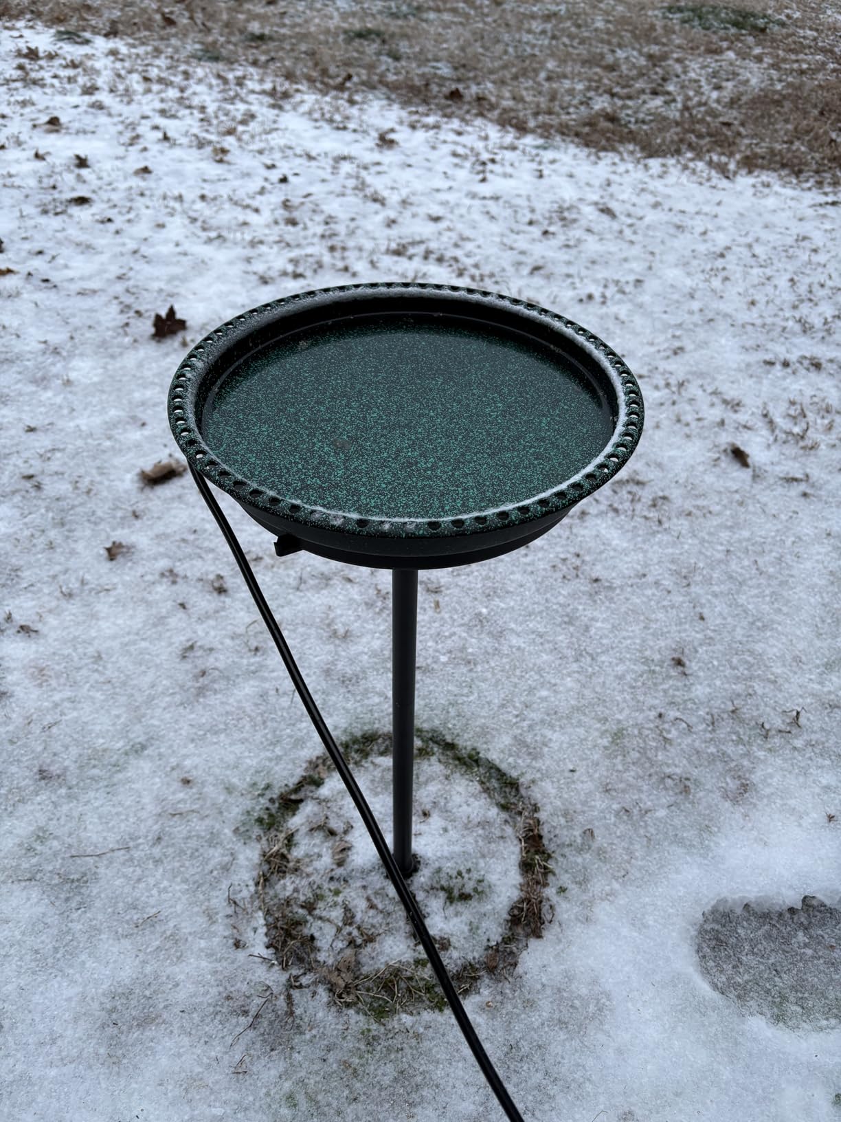 BIRD WISH Heated Bird Bath, Stable 5-Prong Metal Base Thermostat Control Weather Resistance All Seasons Available 75W Heated Bird Baths for Outdoors for Winter Garden Yard Patio Lawn, Spotted Grey customer photo 1