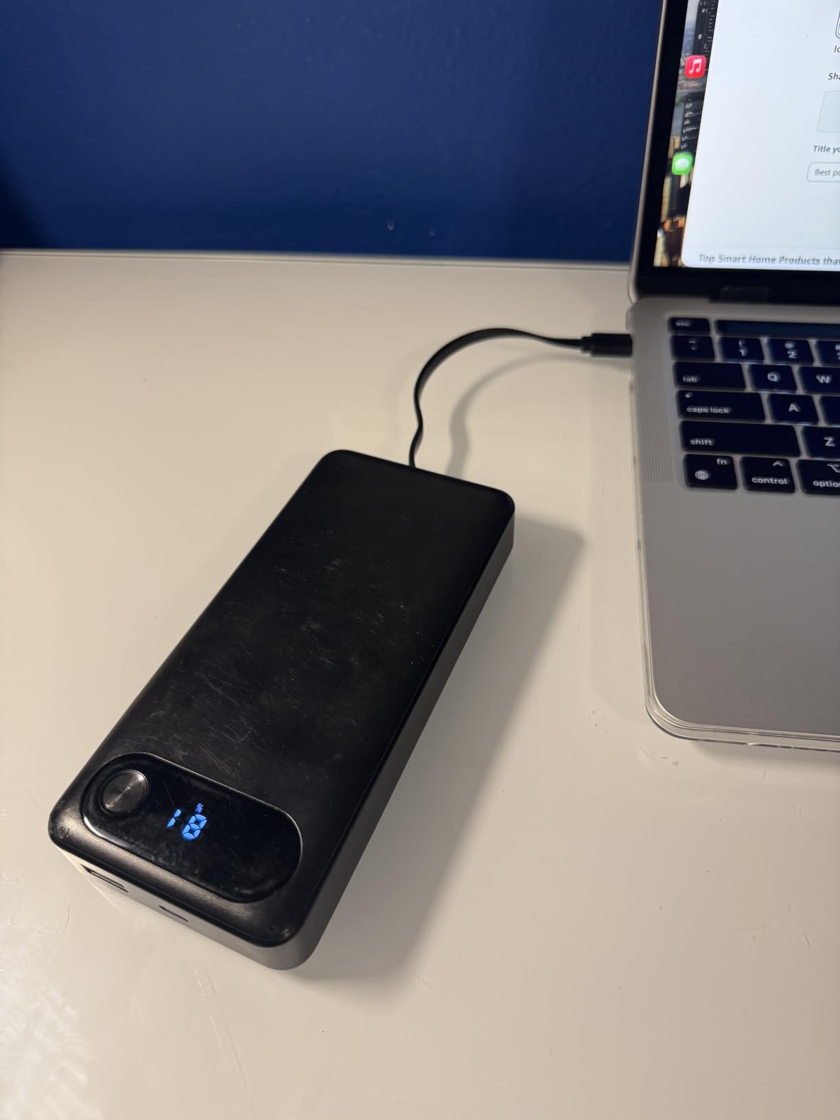 Anker Power Bank, 20,000mAh Travel Essential Portable Charger with Built-in USB-C Cable, 3-Port 87W Max Fast Charging Battery Pack, for MacBook, iPhone 16/15 Series, Samsung, Switch, and More customer photo 1