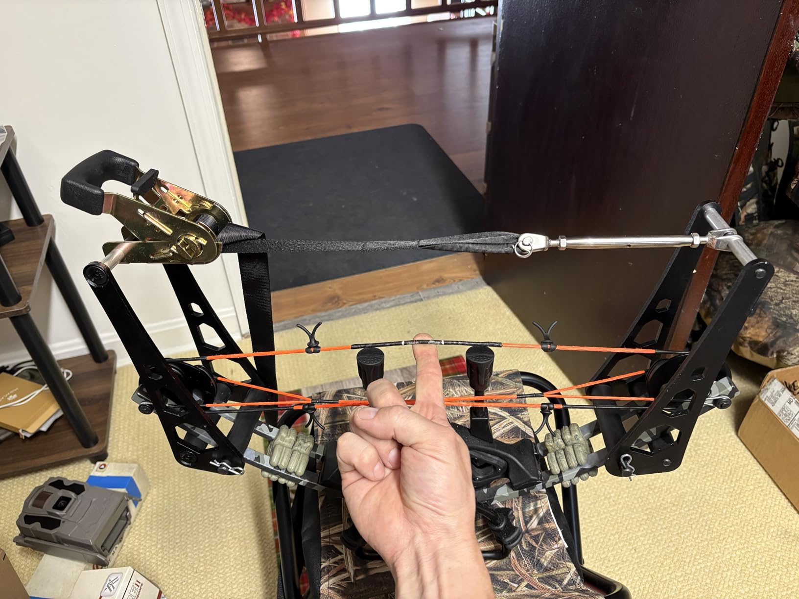 Archery Compound Bow Press, Aluminum Tool for Bowstring Replacement | Effortless limb compression, non-scratch pads, precise tension control, split & solid limb fit, field & workshop use customer photo 1