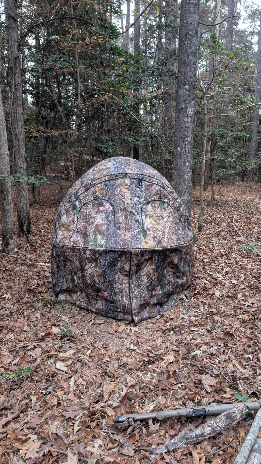 Hunting Chair Blind, 1/2 Man See Through Ground Blind, Camo Tent | Built-in Chair, Portable Blind, One-Way See Through customer photo 2