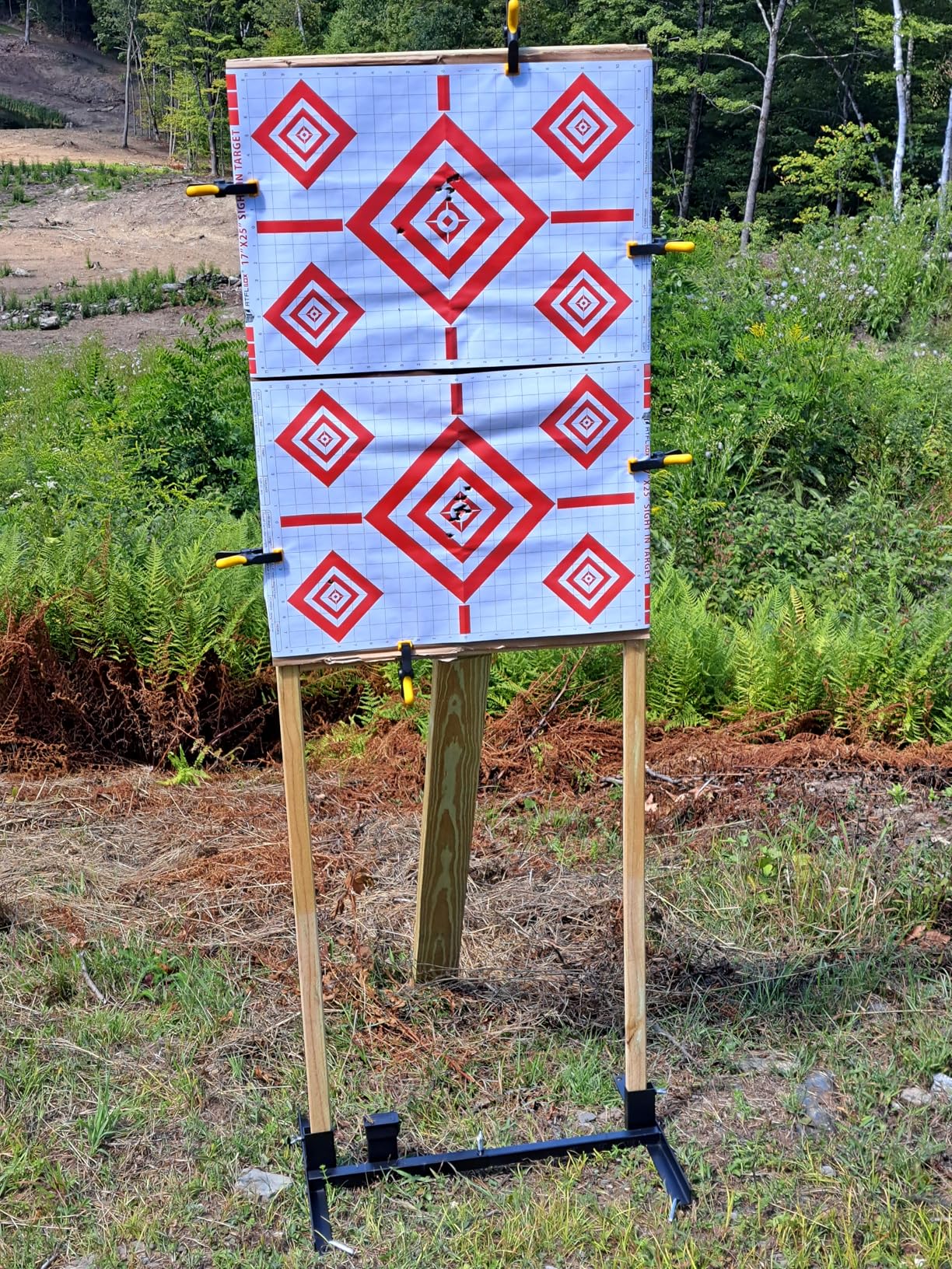 Atflbox 2 Pack Shooting Target Stand with 10pcs 17x25 Inch Sight in Paper Targets, Durable Paper Target Holder with Stable Adjustable Base for Cardboard Silhouette, H Shape, USPSA/IPSC, IDPA Practice customer photo 1