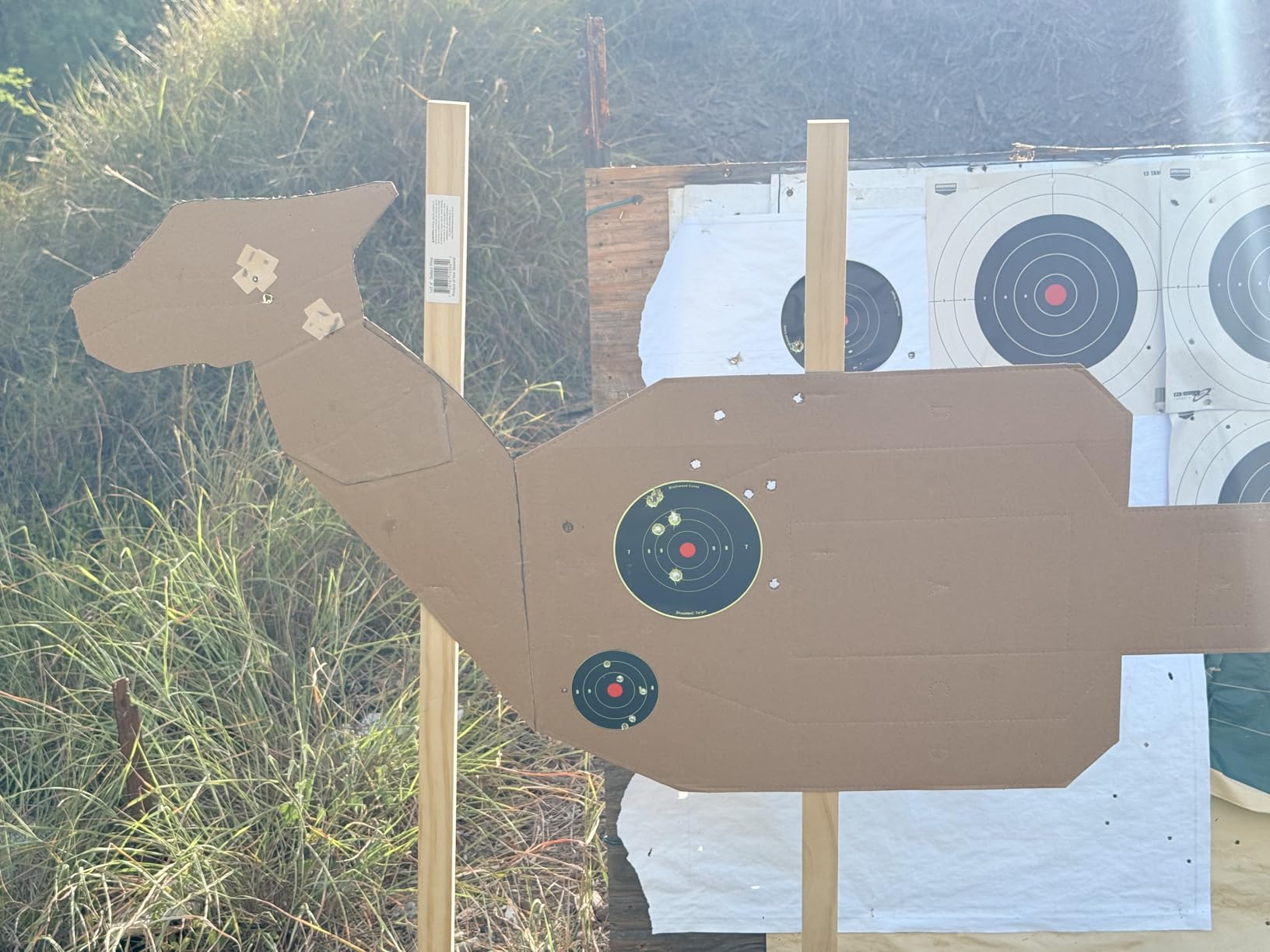 Atflbox 2 Pack Shooting Target Stand with 10pcs 17x25 Inch Sight in Paper Targets, Durable Paper Target Holder with Stable Adjustable Base for Cardboard Silhouette, H Shape, USPSA/IPSC, IDPA Practice customer photo 2