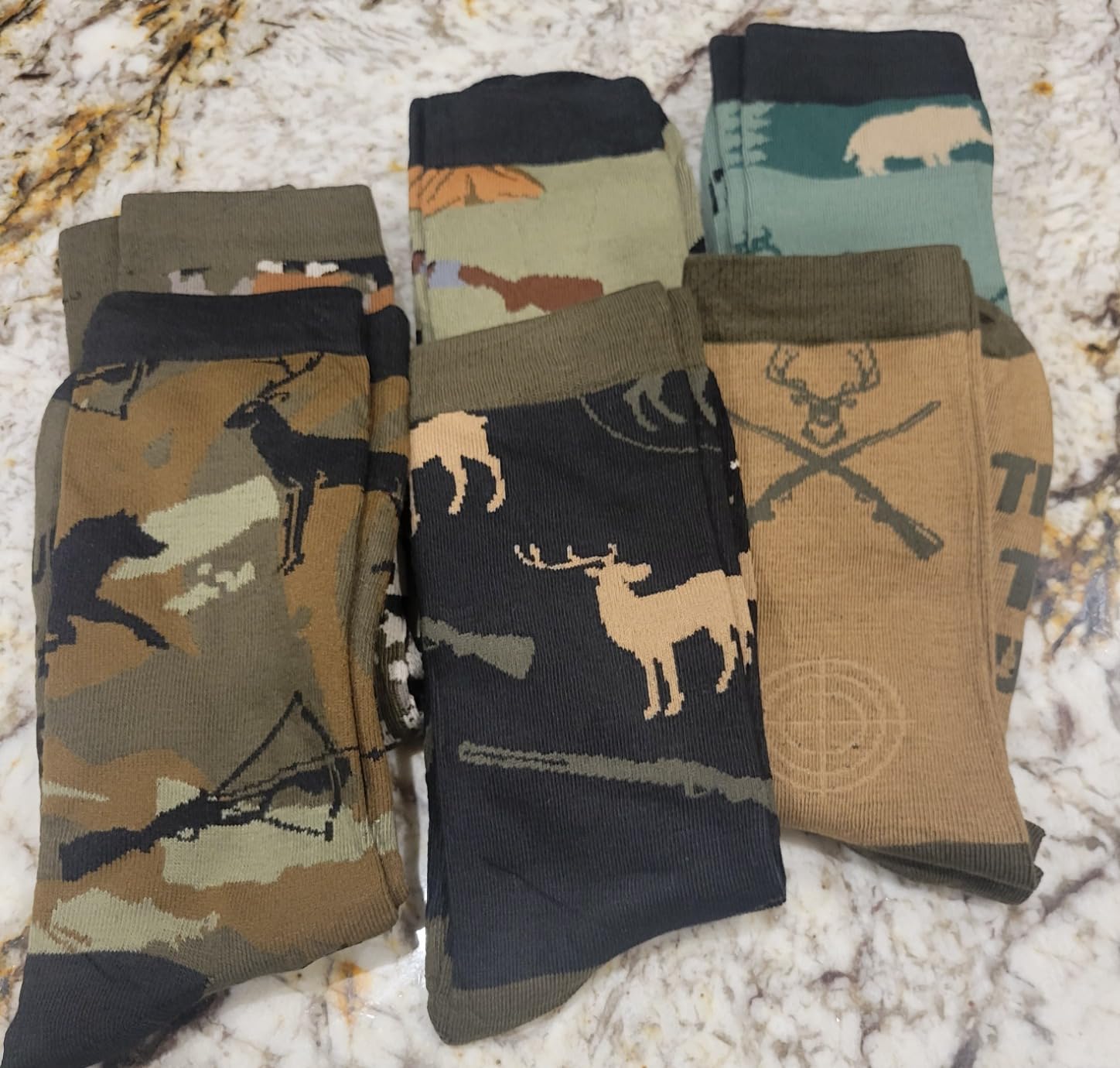 Eurzom 6 Pairs Funny Hunting Socks for Men Novelty Cotton Crew Socks Hunter Essentials Birthday Gift for Hunting Lover customer photo 1