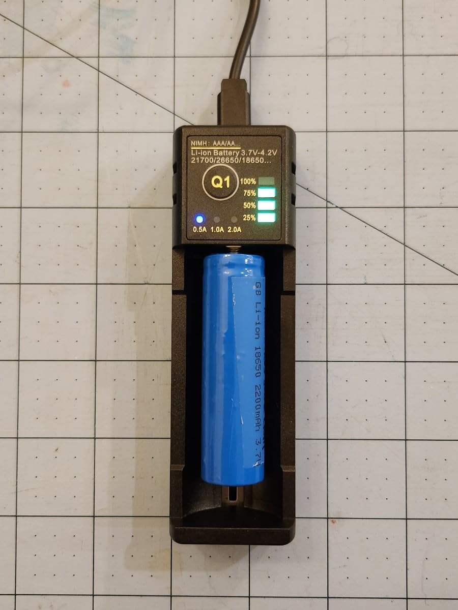 18650 Battery Charger, 1 Bay Battery Charger with Smart LCD Display Fast Charge for Rechargeable Batteries Li-ion NI-MH NI-Cd AA AAA C 21700 26650 13650 16340 18350 18700 RCR123 customer photo 2