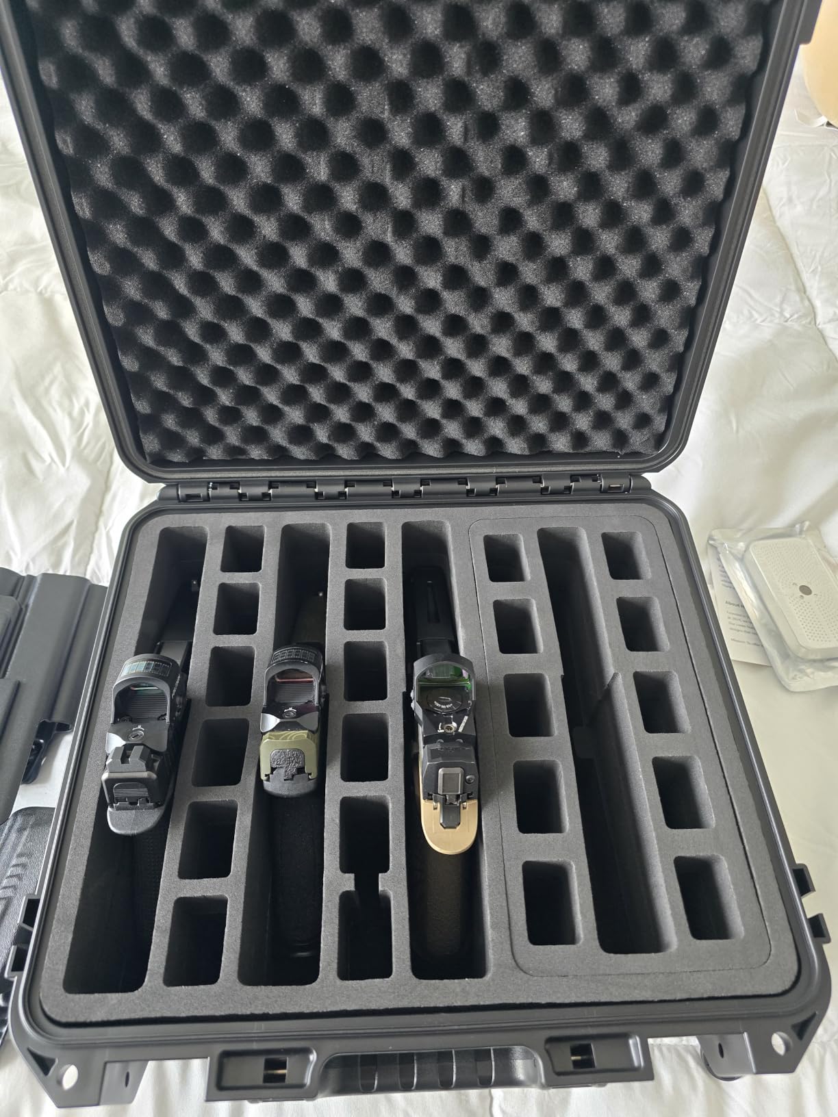 Pistol Case Gun Box for Handguns: Waterproof Holds Multi Guns & Magazines | TSA Approved Carrying Hard Shell Pistol Case for Pistols, Pre-cut Storage Box for Beretta, Smith and Wesson, for Glock customer photo 2