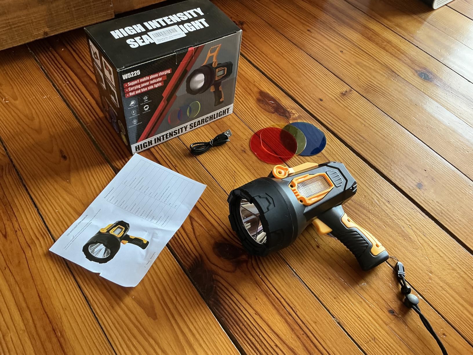 LBE Rechargeable Spotlight, Super Bright 2,000,000 Lumens Led Flashlight Handheld Spot Lights Outdoor with Cob Light, Long Lasting Large Spotlight for Hunting Boating Camping customer photo 1