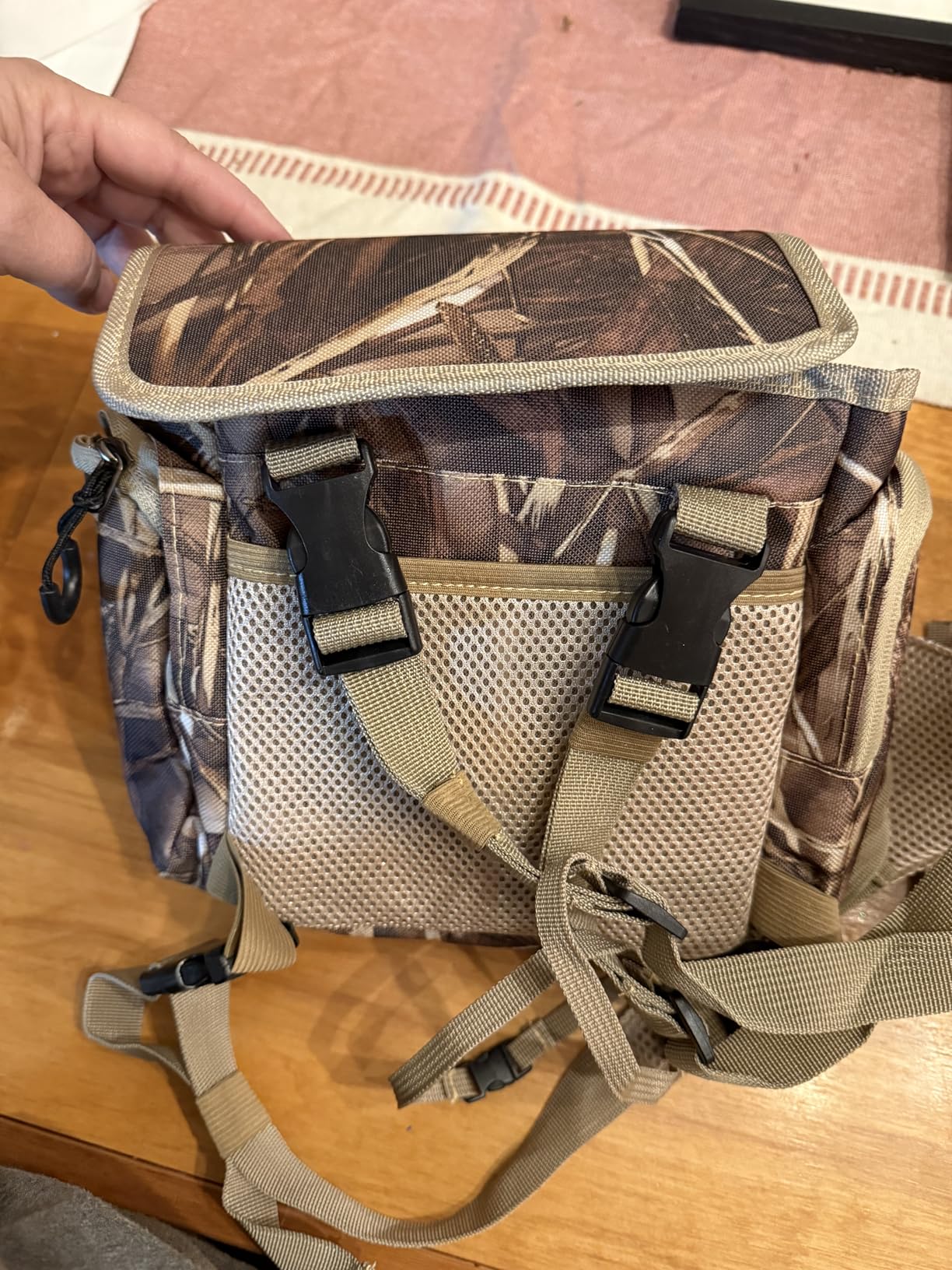 Binocular Chest Pack Harness Bino Case with Magnetic Lid | Waterfowl Camo, Rangefinder Pocket Elastic Strap, Water-Resistant, Storage Pouch and Zipper Closure, Fit for Birdwatching customer photo 2