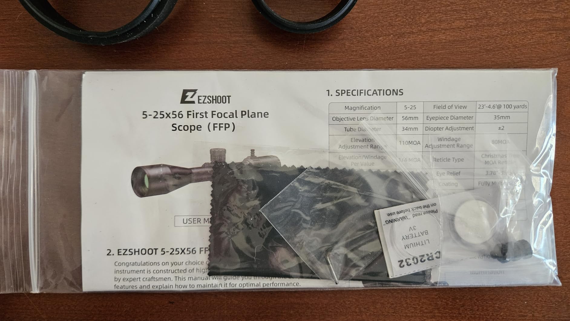 EZshoot 5-25x56 FFP Rifle Scope with Zero Stop, MOA Illuminated Reticle, Parallax Adjustment, 34mm Tube Long Range Scope, First Focal Plane Riflescope customer photo 2